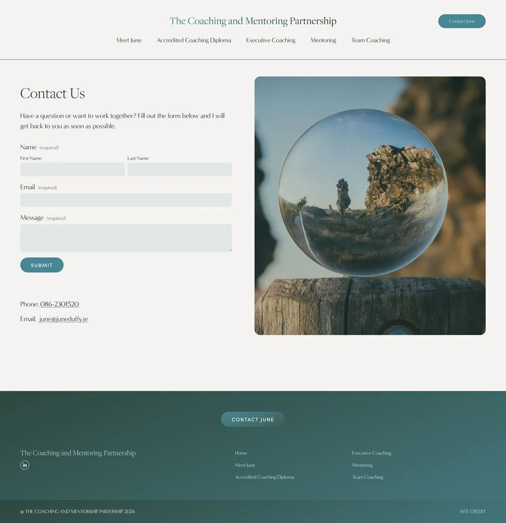 Contact page for a coach | Squarespace design by Jodi Neufeld Design