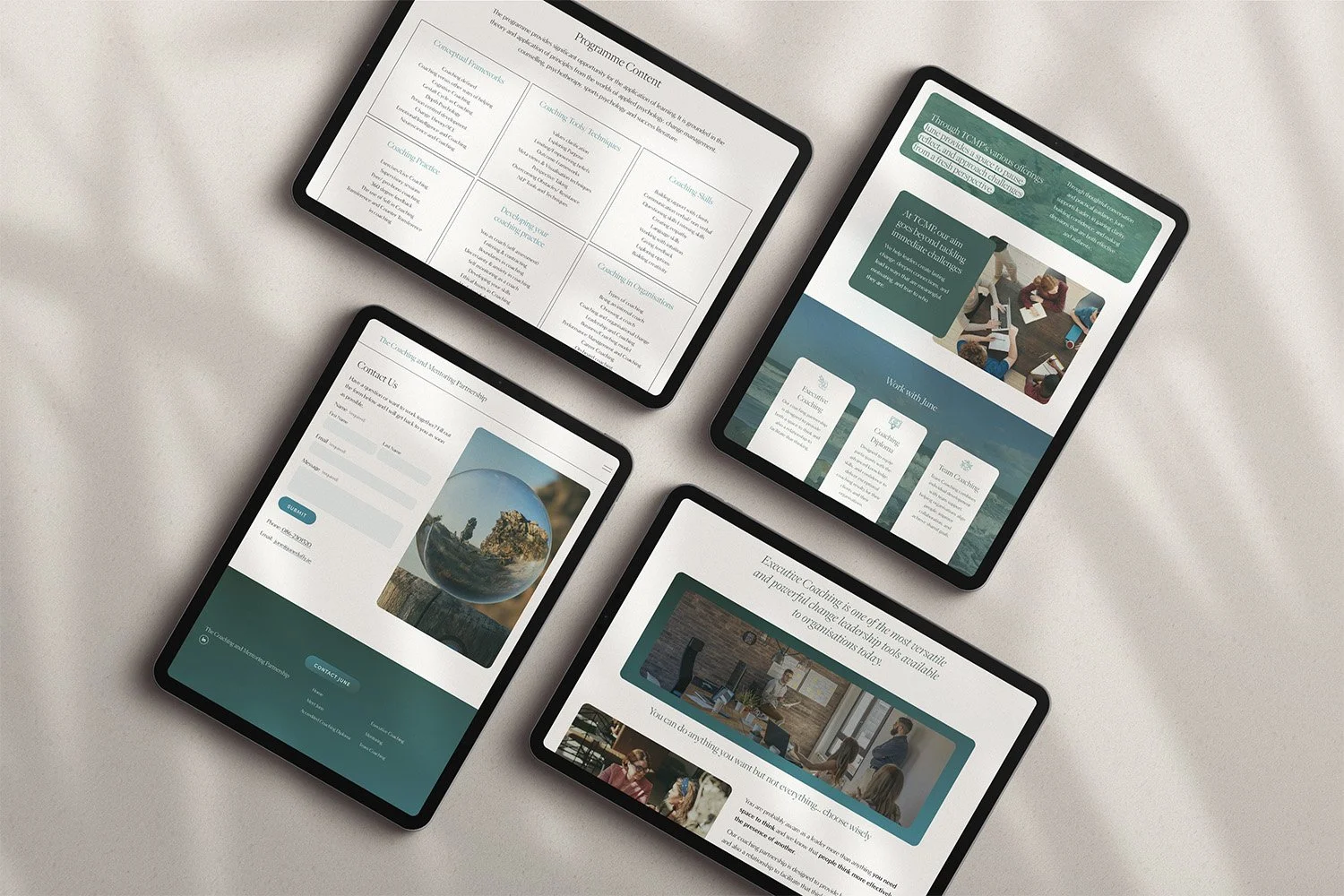 The Coaching and Mentorship project - coaching website designed on Squarespace - shown on ipads | Coaching website designed on Squarespace