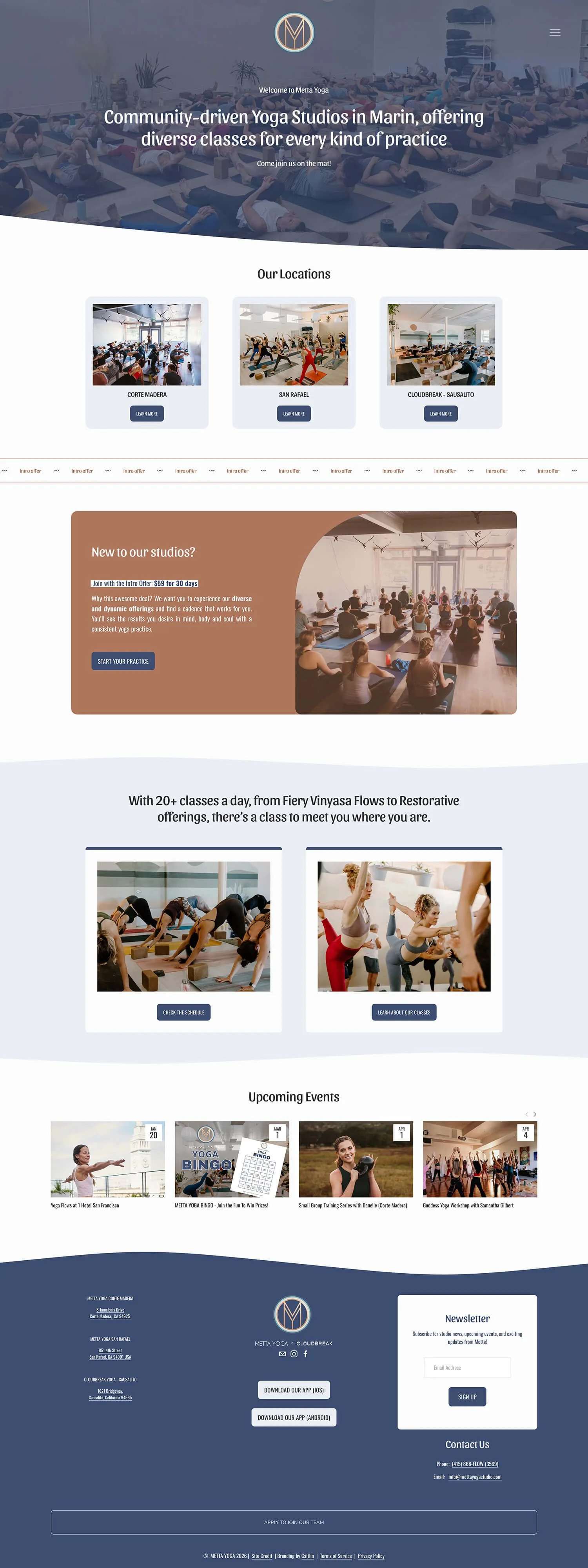 Metta Yoga studio website redesign on Squarespace by Squarespace web designer Jodi Neufeld