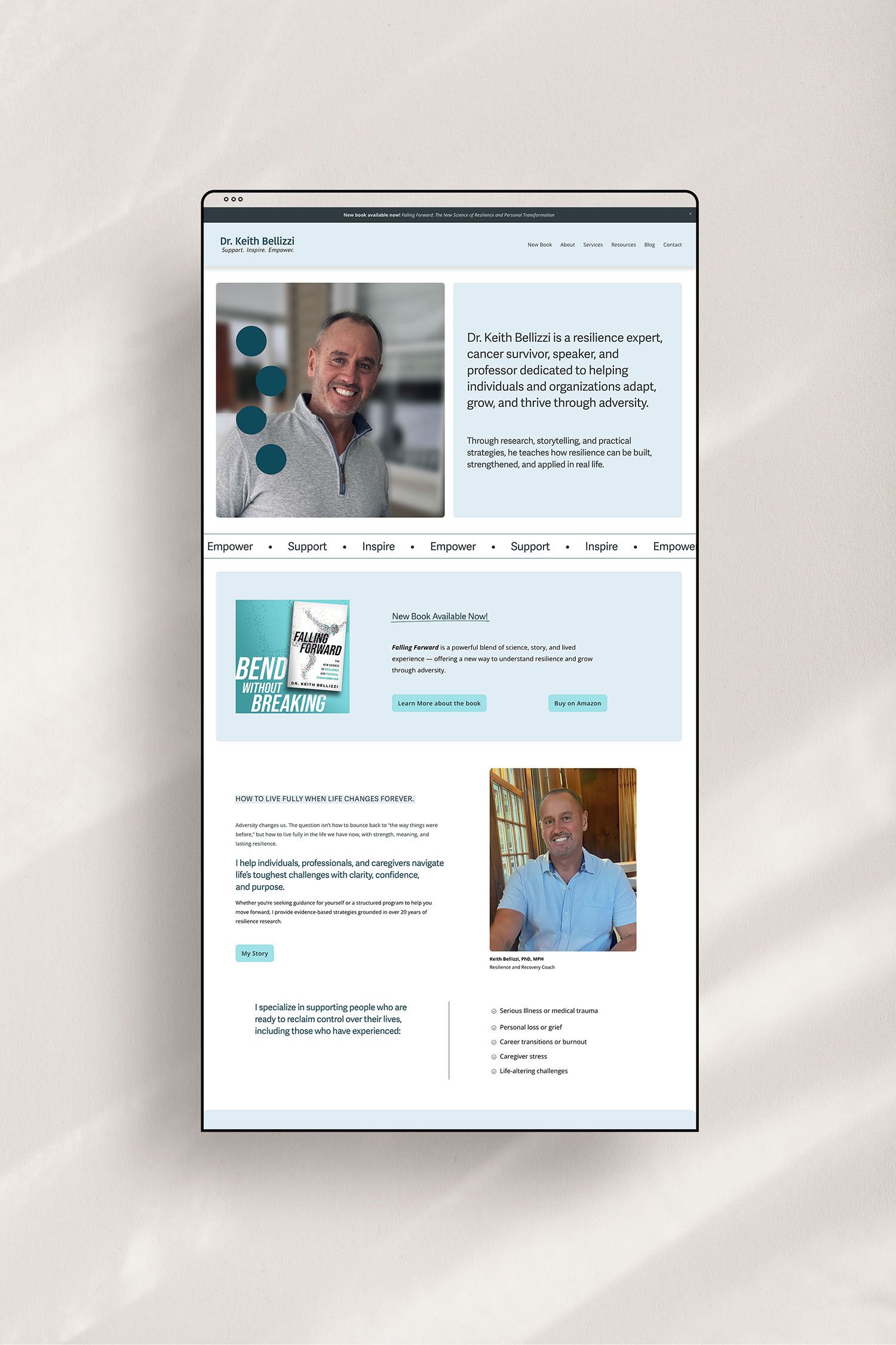 Keith Bellizzi motivational speaker Home page after Squarespace Design Day