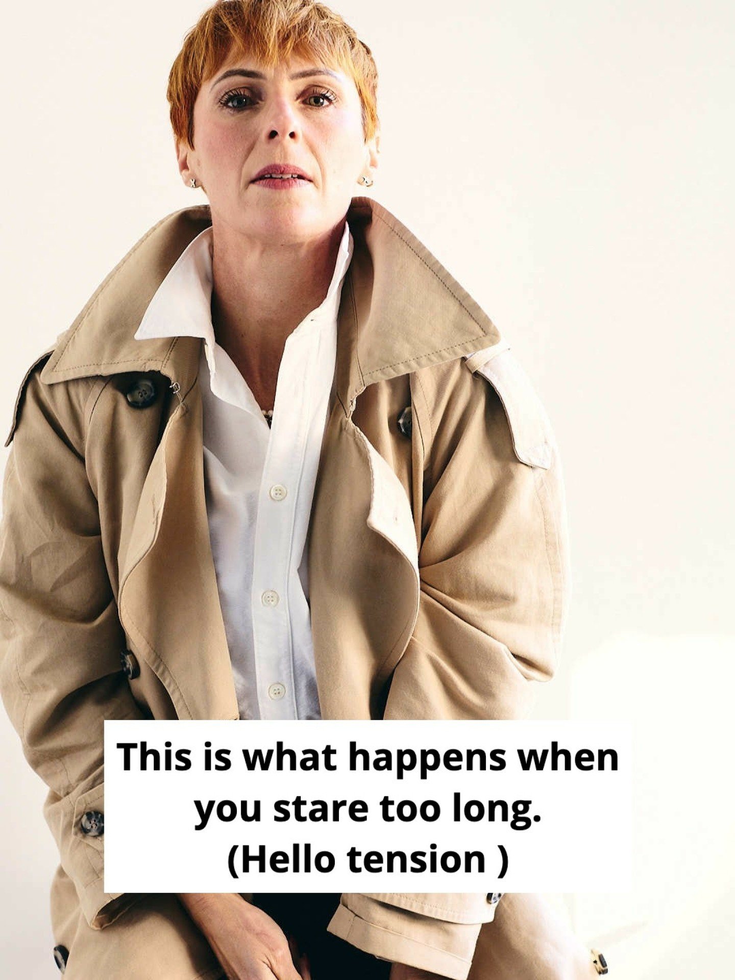 If looking straight at the camera is making you feel awkward, it&rsquo;s not because you&rsquo;re bad at photos.
It&rsquo;s because staring down the barrel of the lens makes almost everyone tense.

Here&rsquo;s the reset I use on shoots all the time: