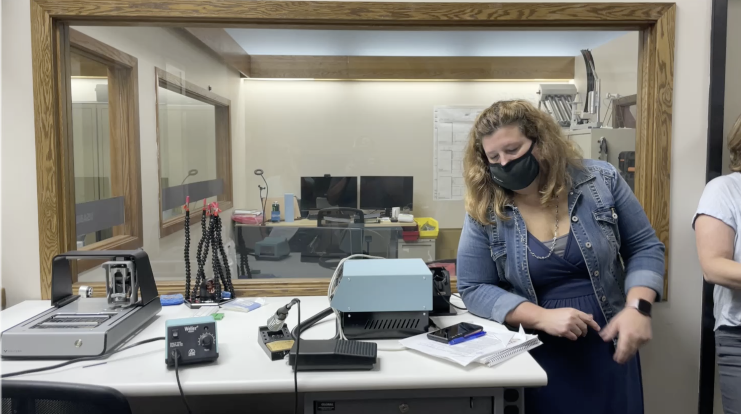 ELECTRICAL ENGINEERING:
Camera: Dolly in Boom up
ACTION: Student analyzing a micro chip or resistor finds the right spot on the board, grabs the soldering iron and goes to work on attaching it.