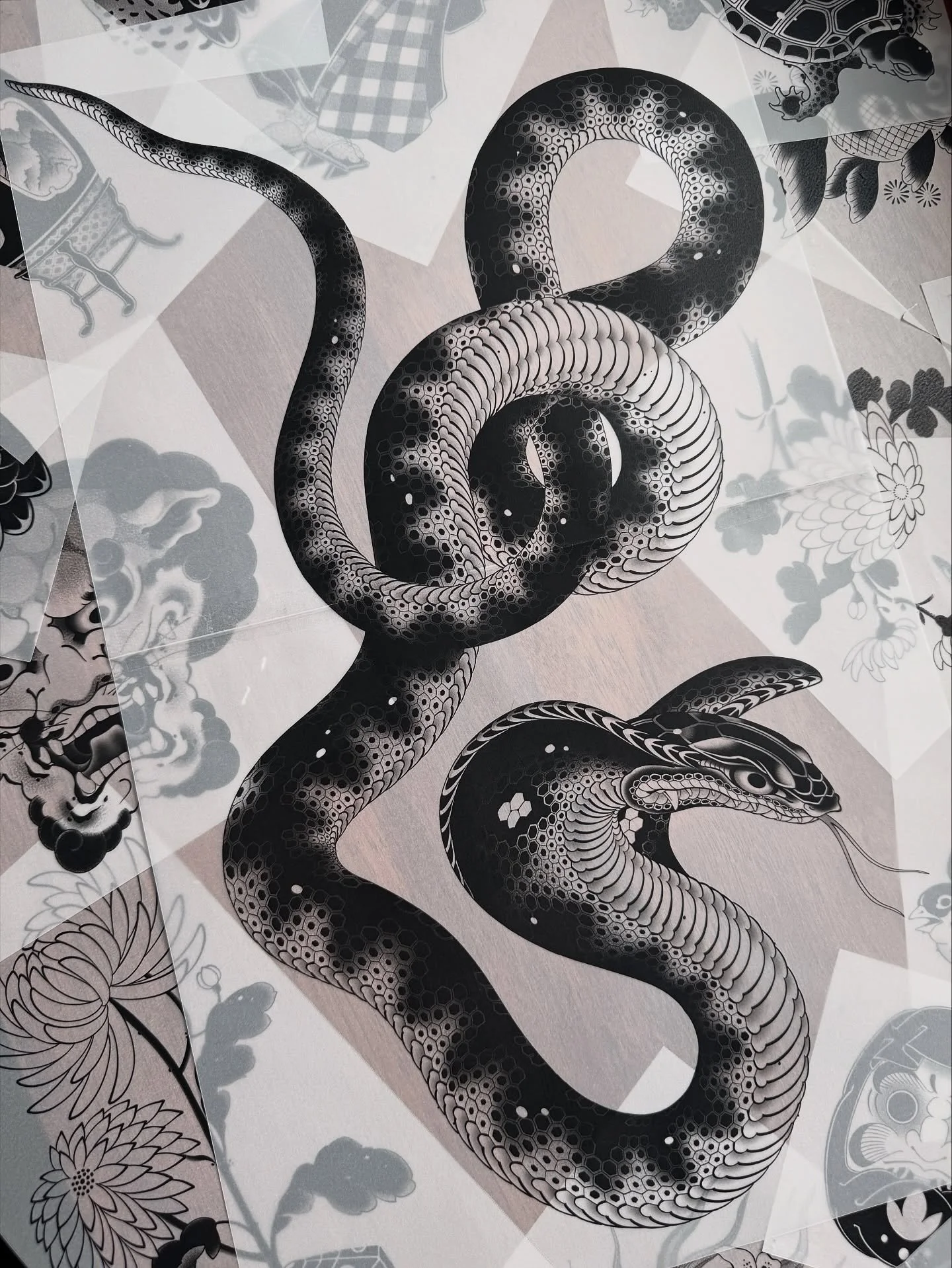 Available to be tattooed @lighthouse_tattoo 
(Booking link in bio)

#snake #cobra #blackwork #japanese #snaketattoo