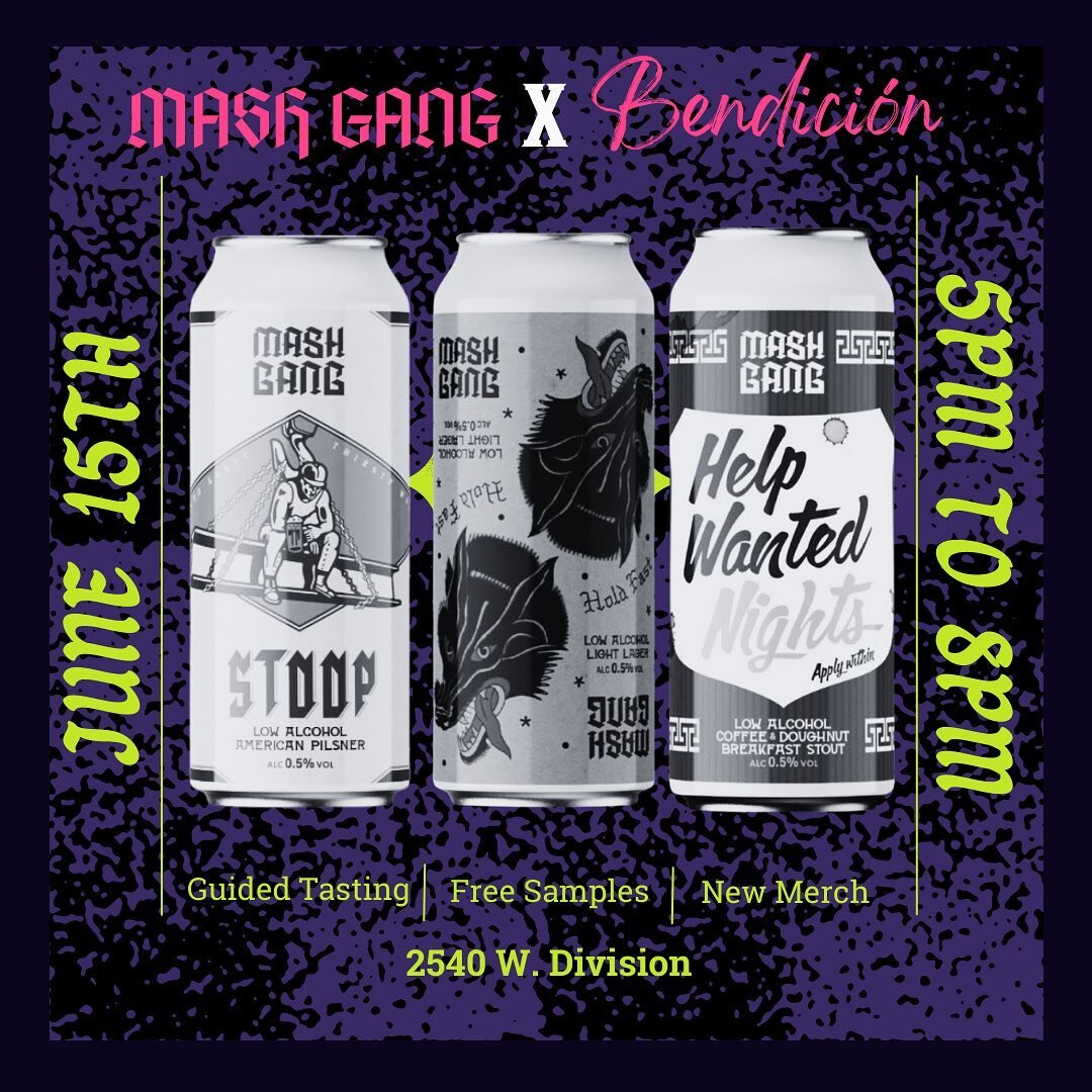 hello hello big announcement time 🤘🏽 @mash__gang&rsquo;s comin to town! the Gang will be having a lil hangout with us in Chicago on Thursday June 15th from 5pm to 8pm. we&rsquo;ll have some new brews to sample while the guys take us through a guide