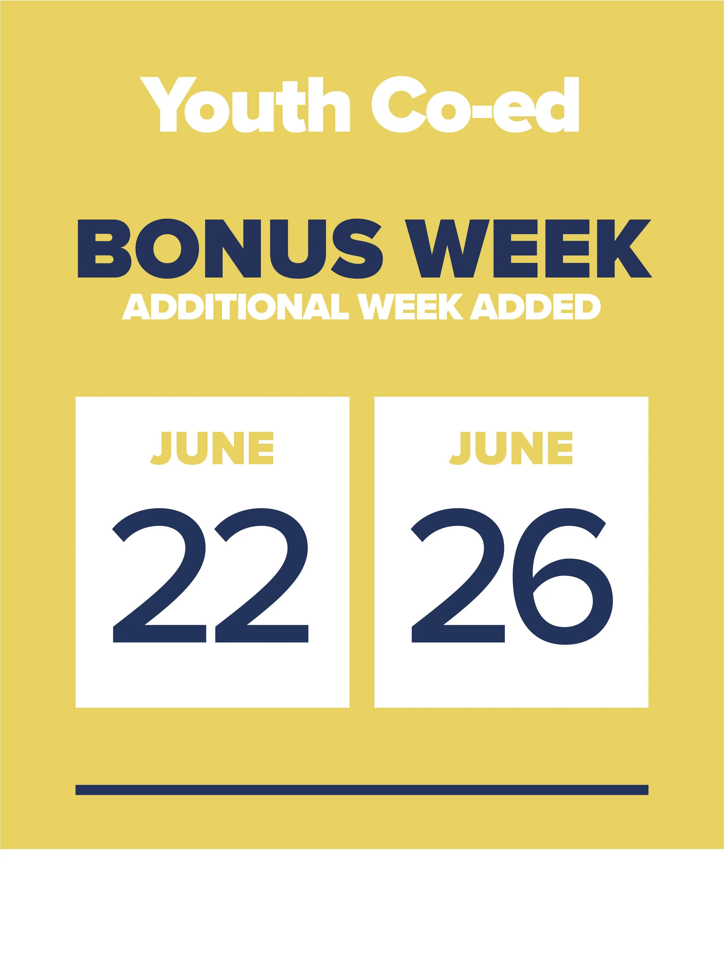 Youth Co-ed  ::  BONUS WEEK  ::  1 Attendee :: Both Snack Card and Lunch Pass