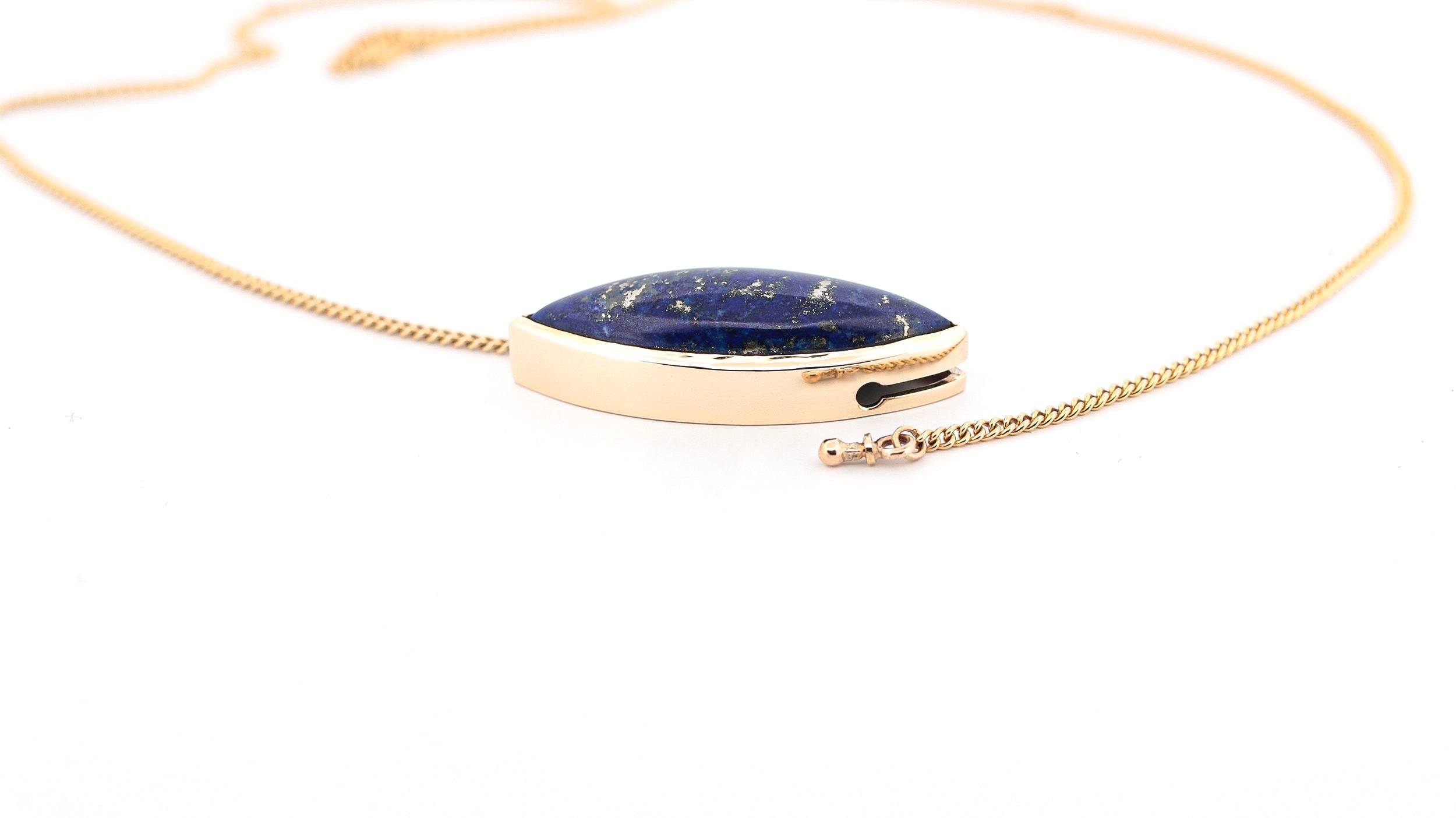 Bespoke  Lapiz Lazuli catch Necklace set in yellow gold