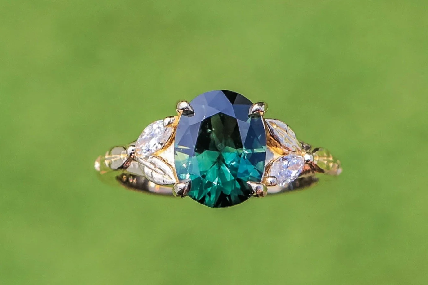 Bespoke Australian Oval Sapphire & Marquis Engagement Ring