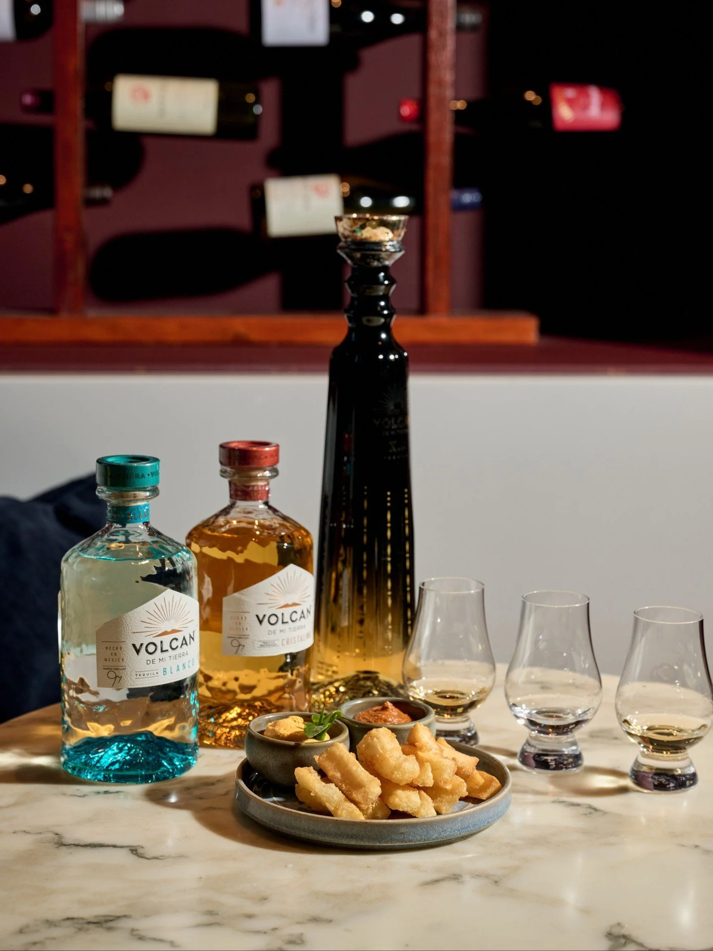 Experience the spirit of Mexico this August with our exclusive Volcan Tequila flight at M&aacute;s Vino.

Three premium expressions - Blanco, Cristalino and X.A. - paired with our exclusive cassava root chips for the perfect self-guided tasting.

A l