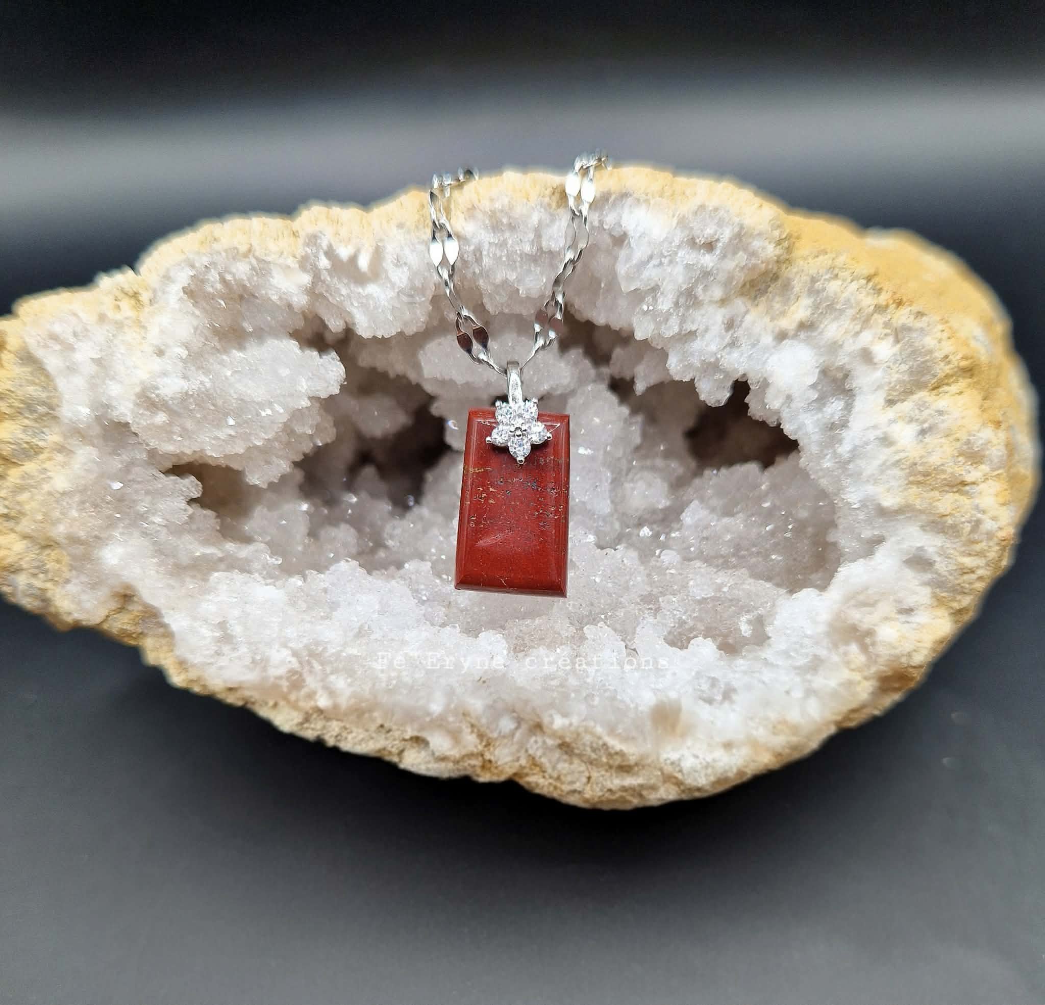 Collier Jaspe rouge - Made in France