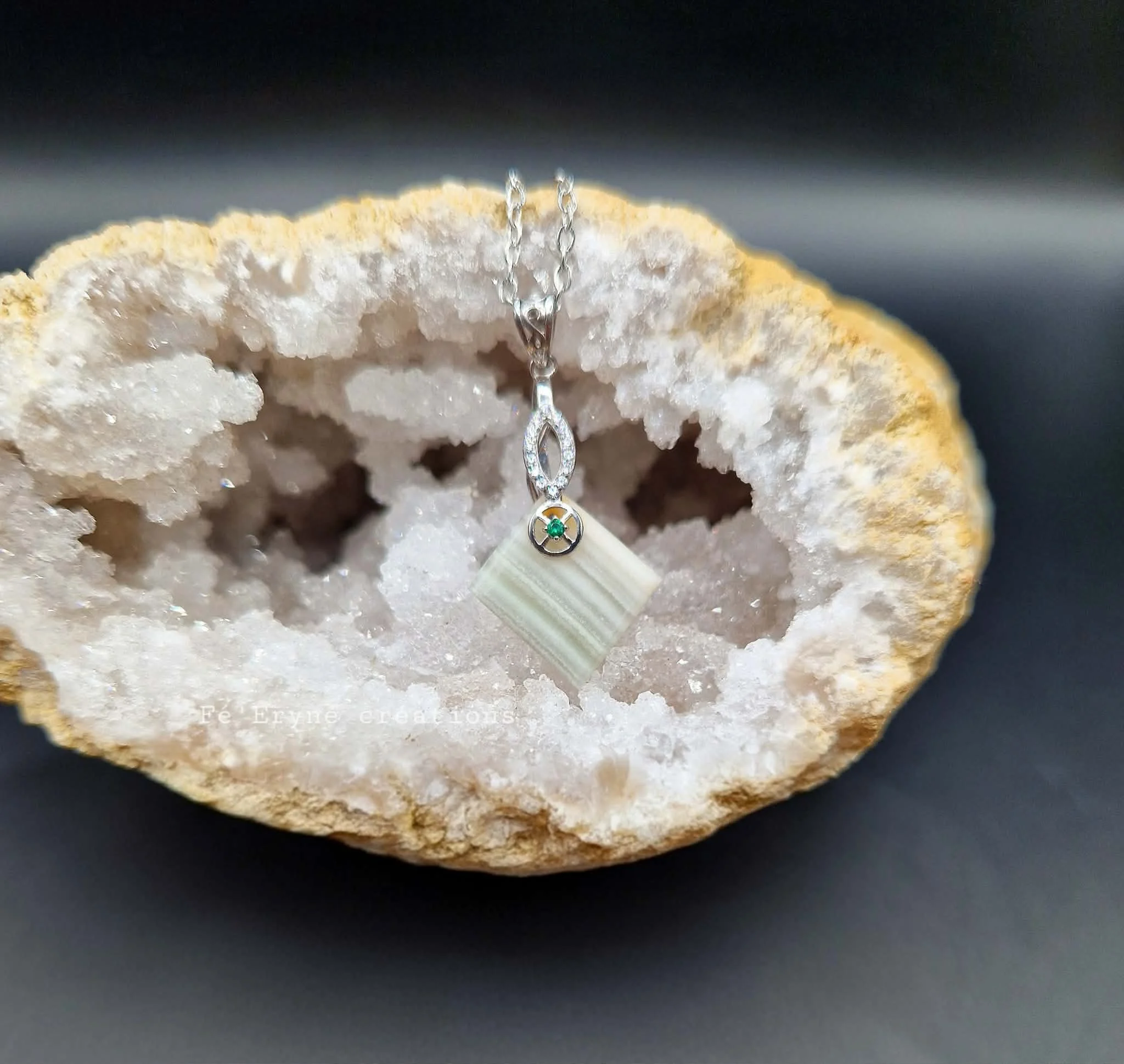 Collier Agate verte - Made in France