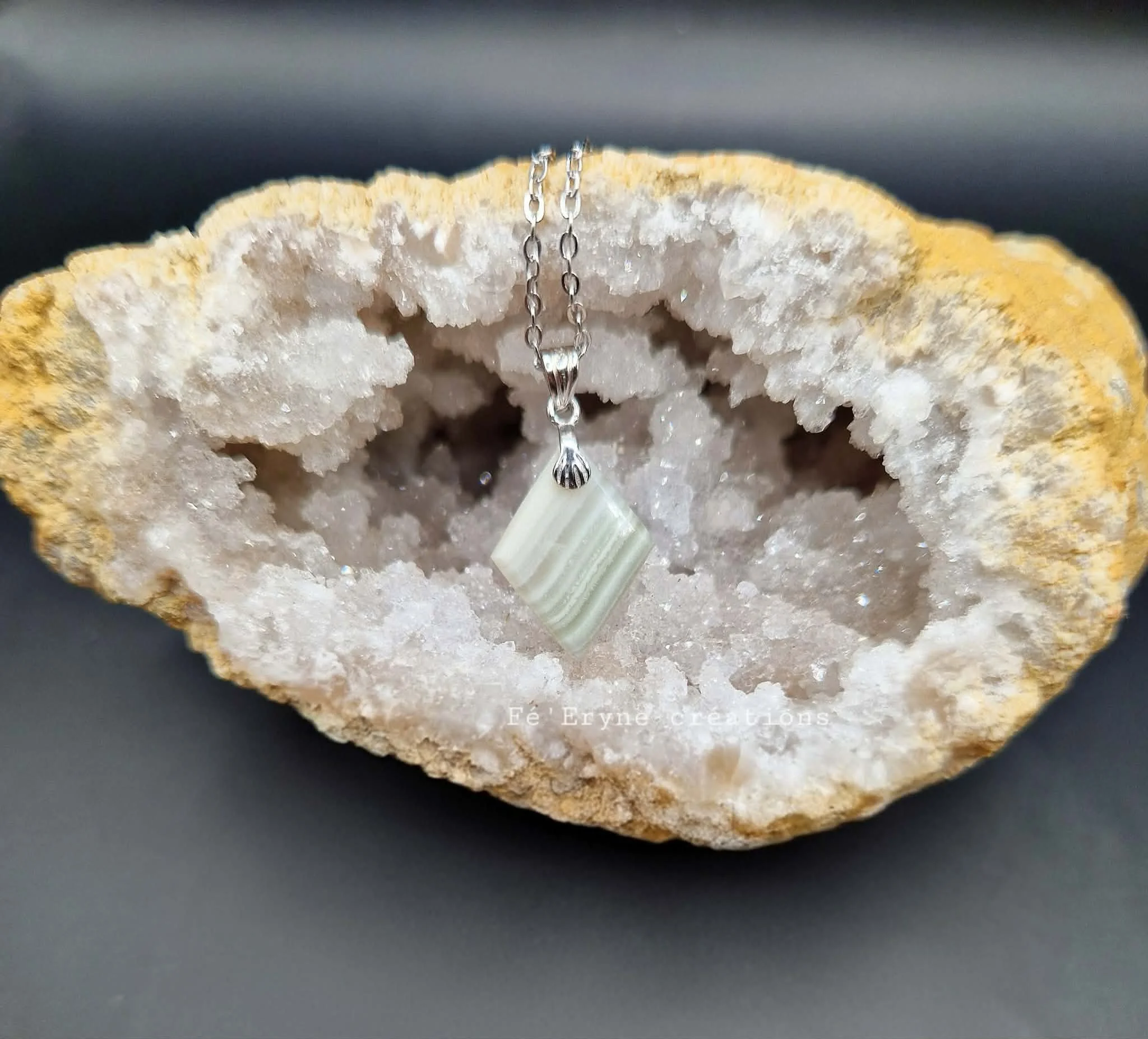 Collier Agate verte - Made in France