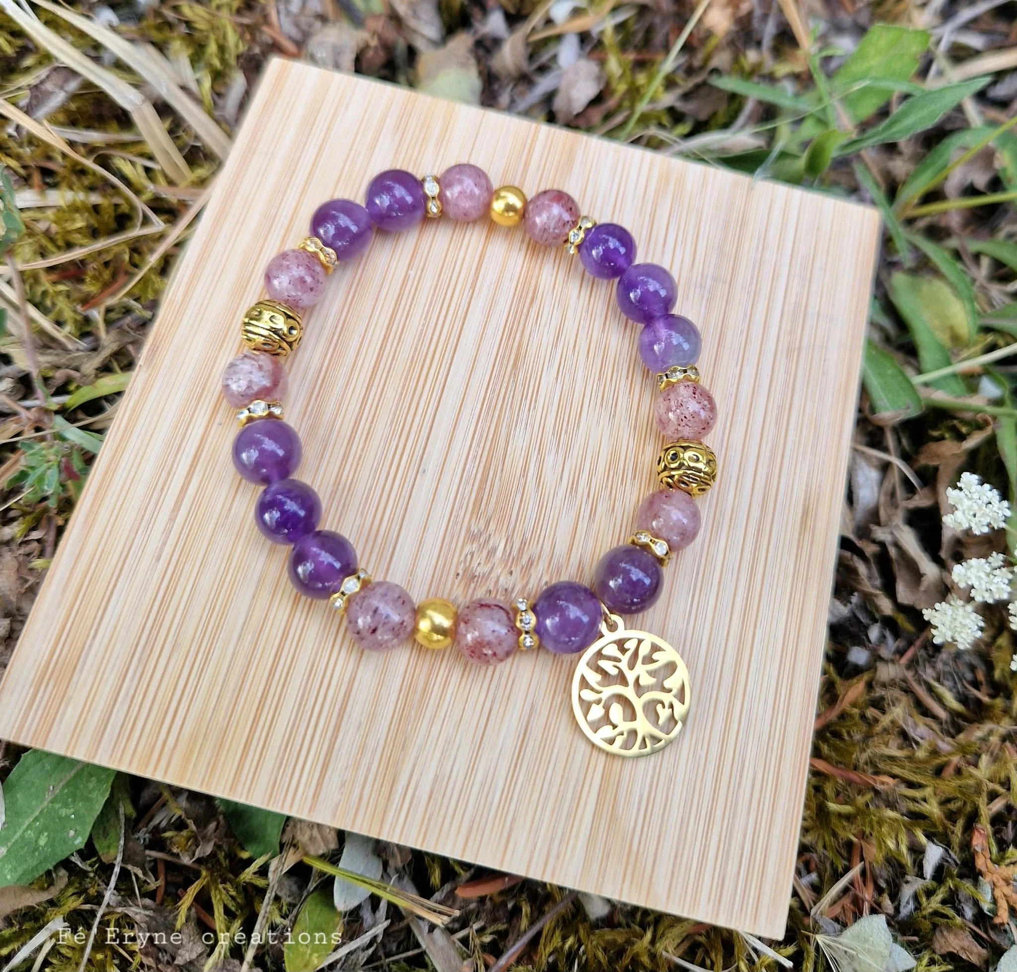 Bracelet Améthyste et Quartz cerise