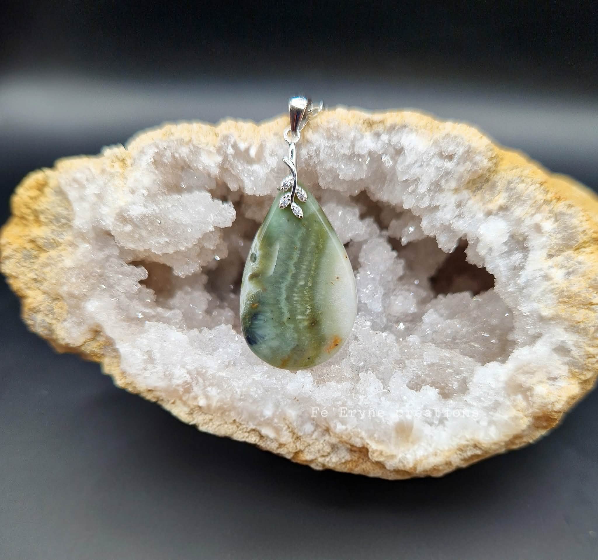 Collier Agate verte - Made in France