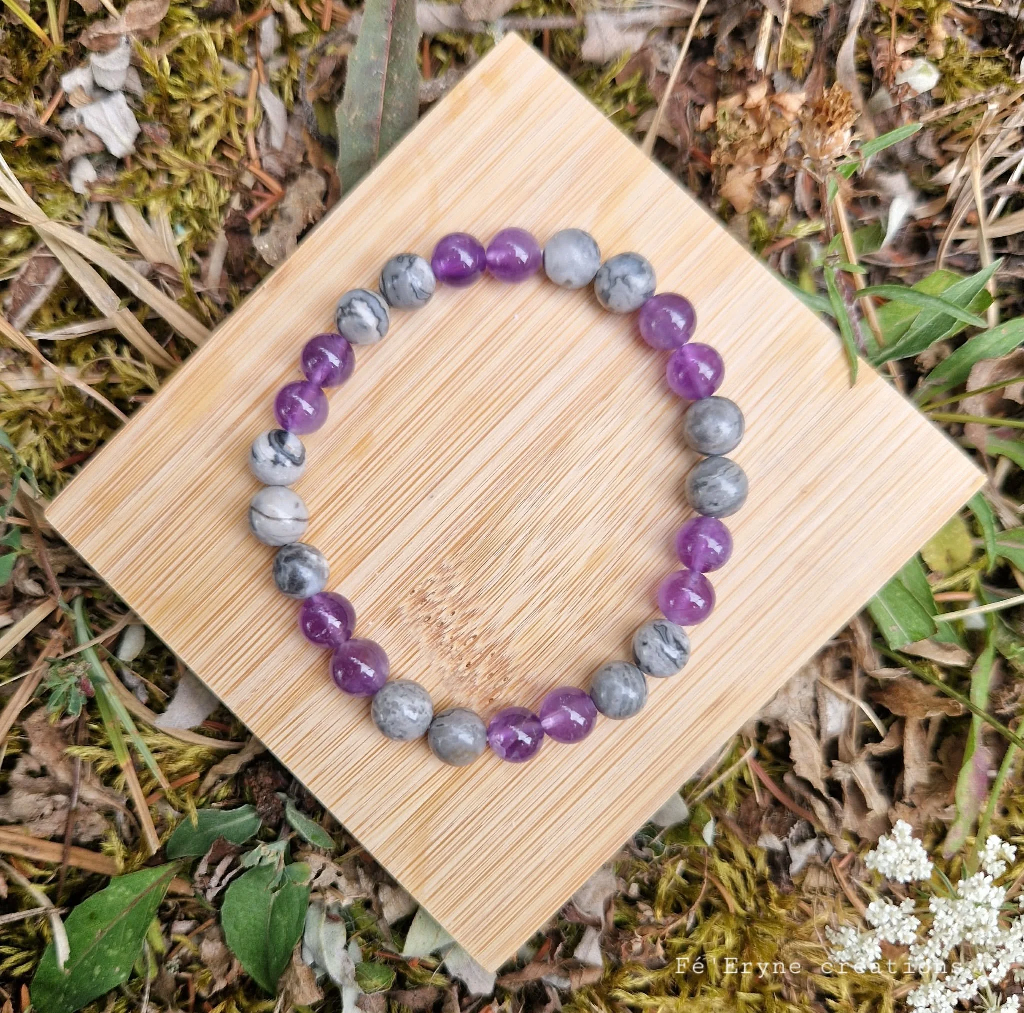 Bracelet Homme - Améthyste et Jaspe Picasso