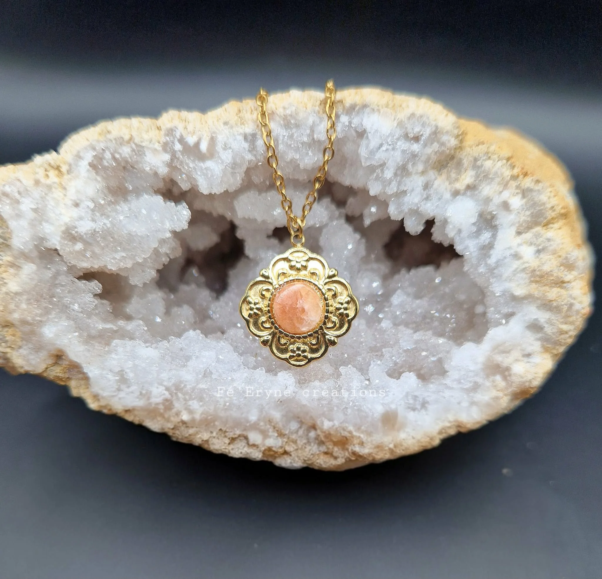 Collier Calcite ferrugineuse - Made in France