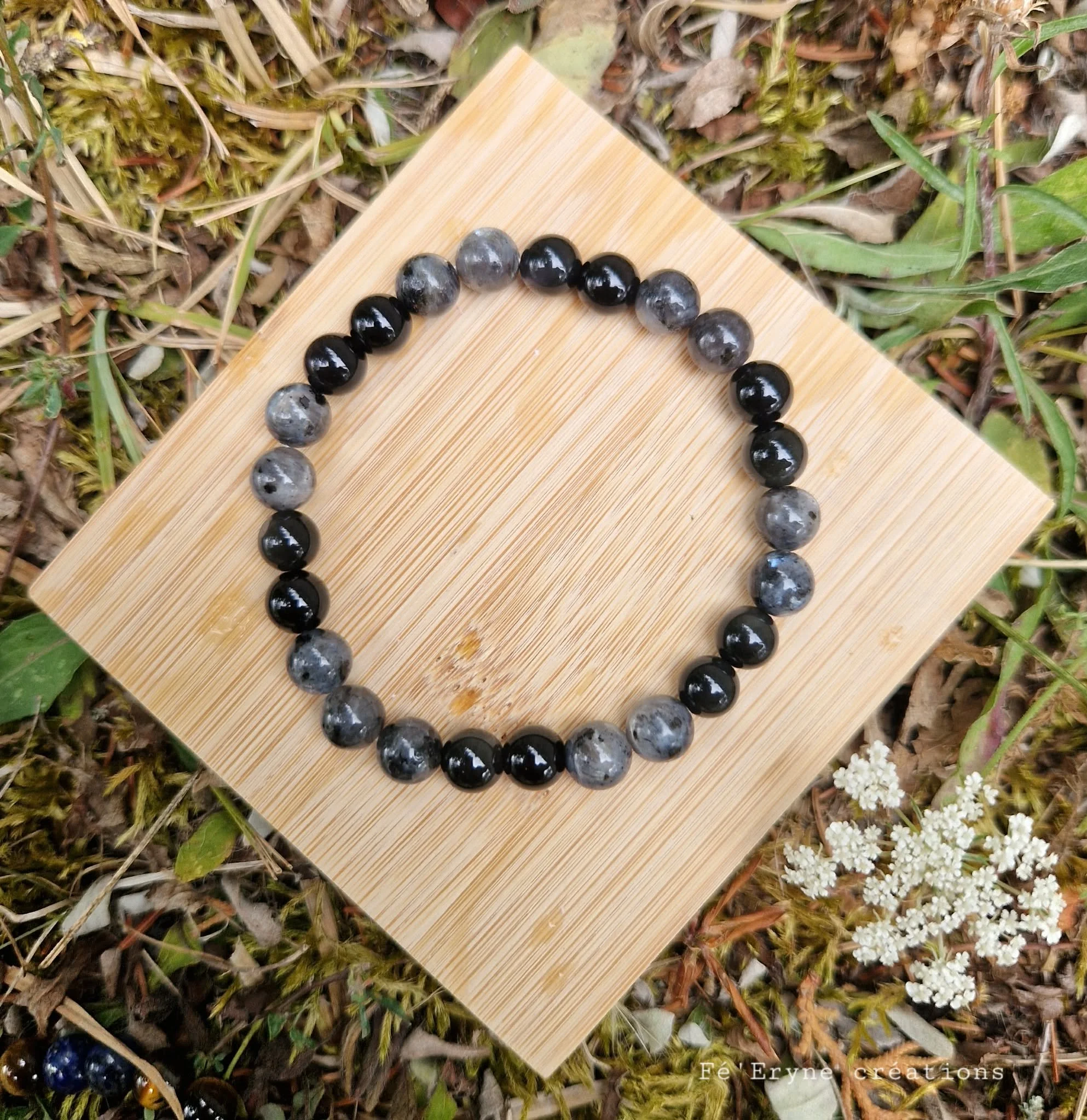 Bracelet Homme - Obsidienne Oeil céleste et Larvikite