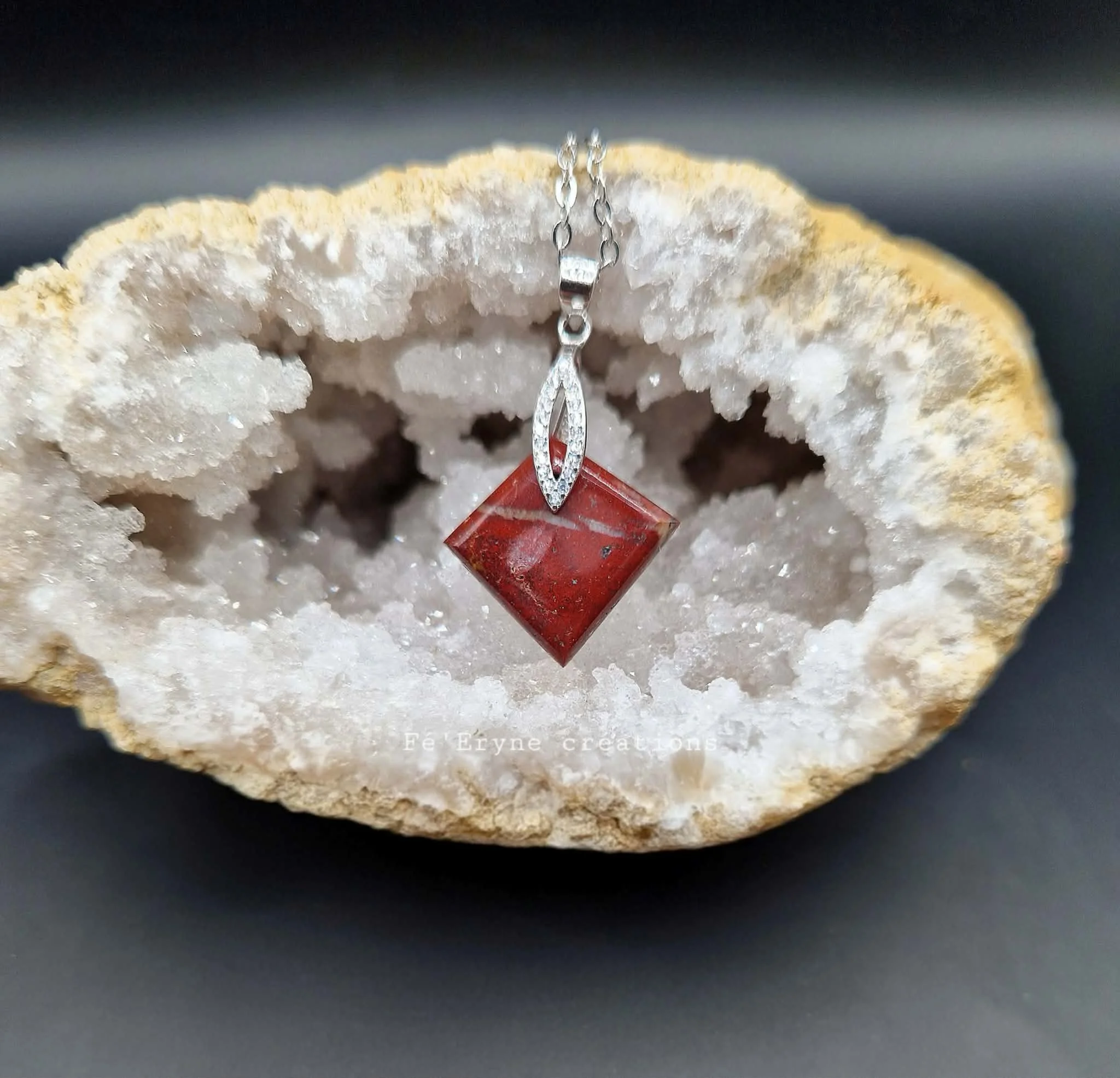 Collier Jaspe rouge - Made in France