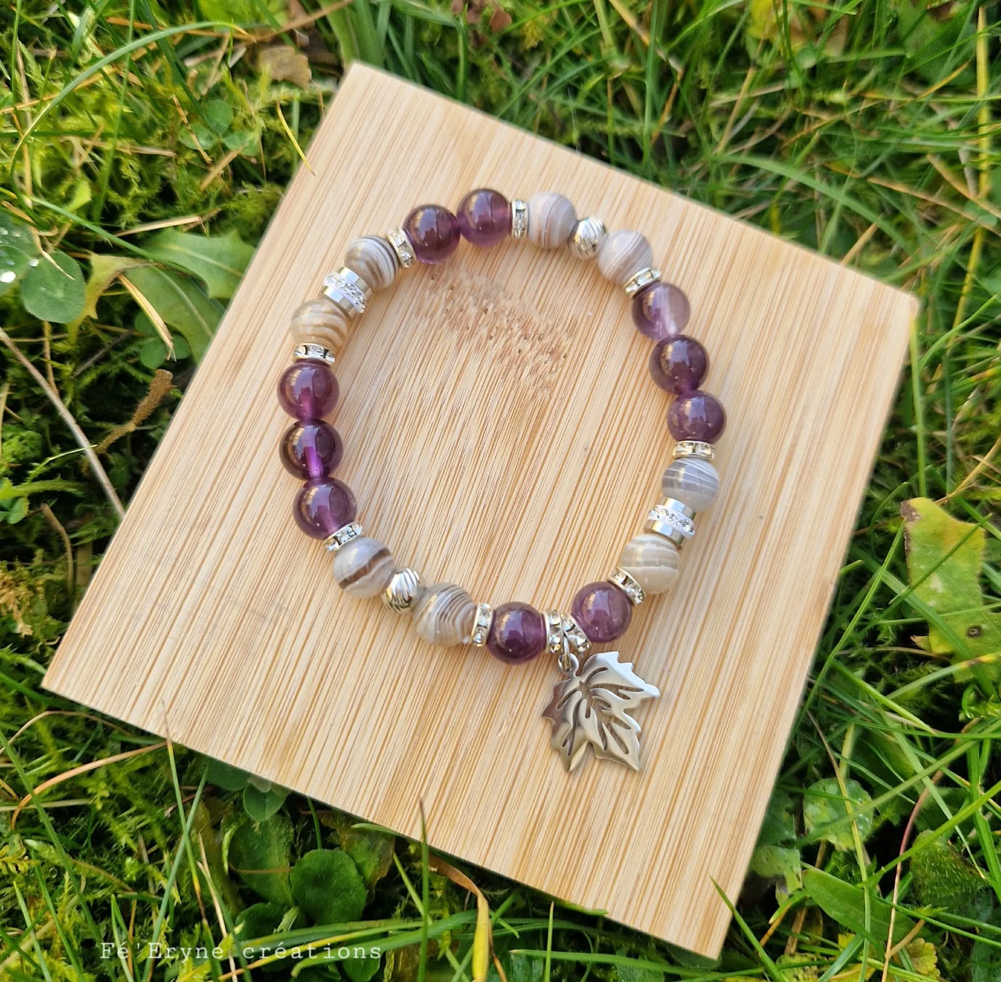 Bracelet Améthyste et Agate du Botswana