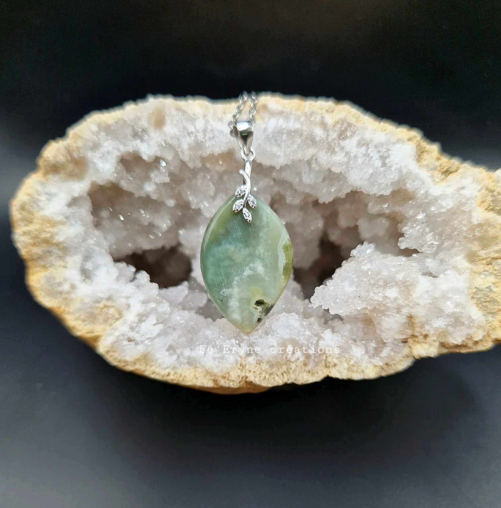 Collier Agate verte - Made in France