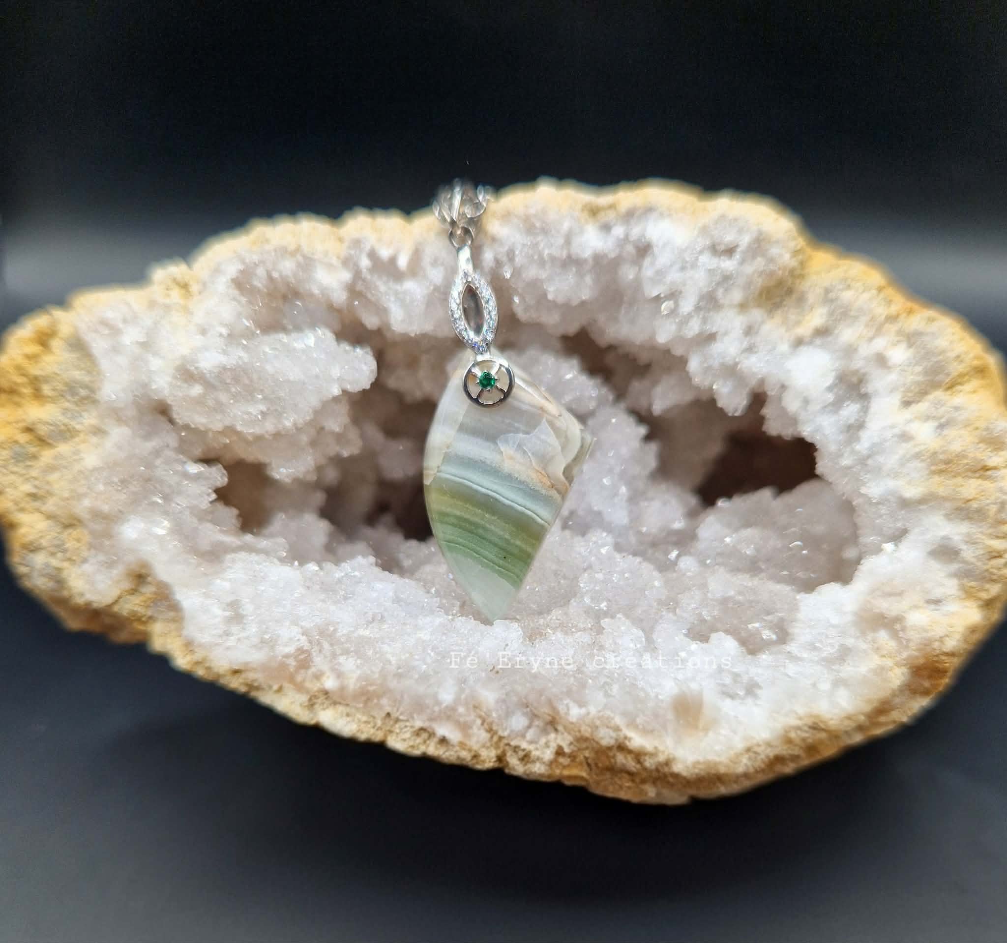 Collier Agate verte - Made in France