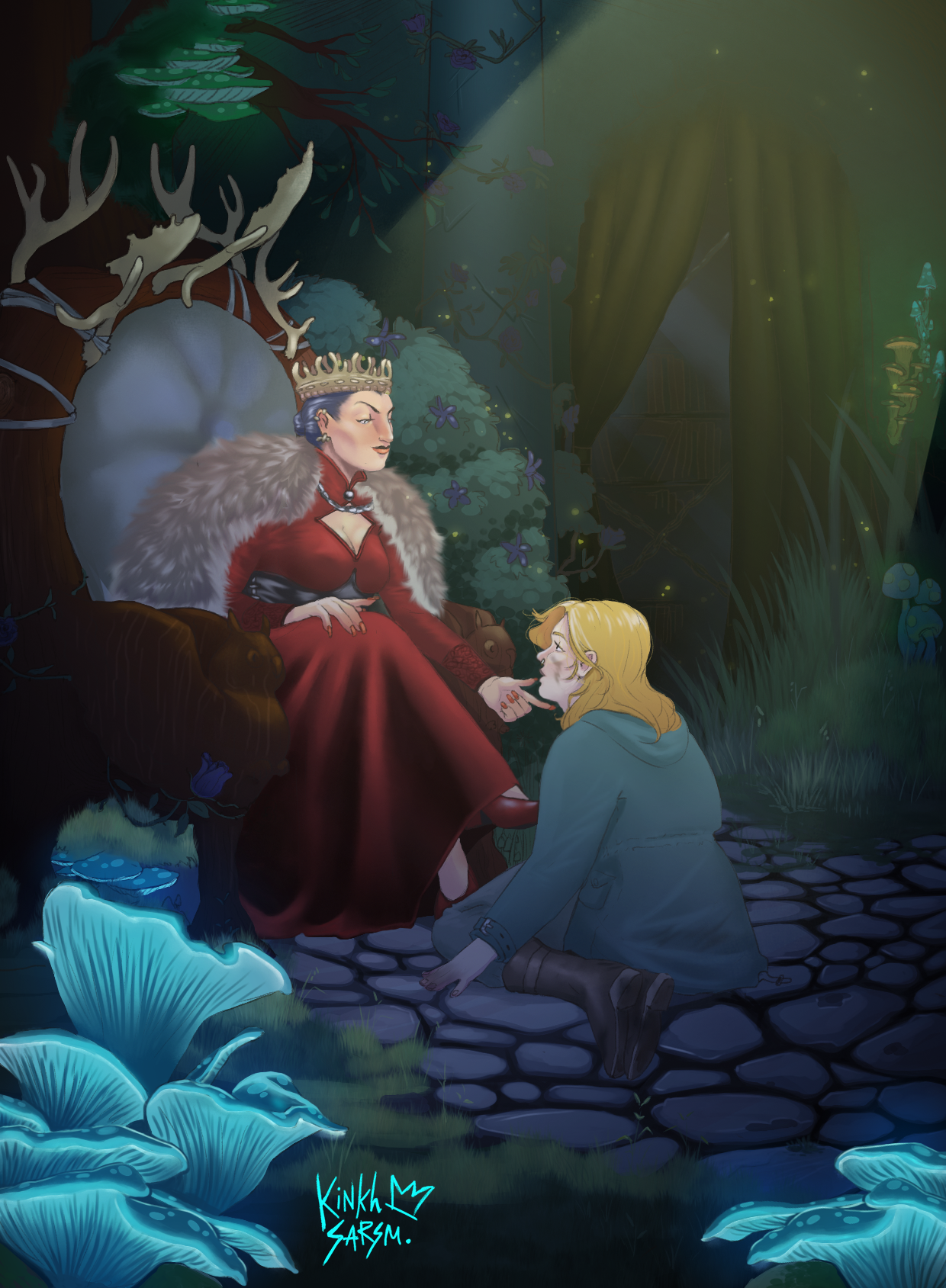 Janneth and Queen Morgana from The Fae Queen's Captive by Sierra Simone! Art by Kinkh!