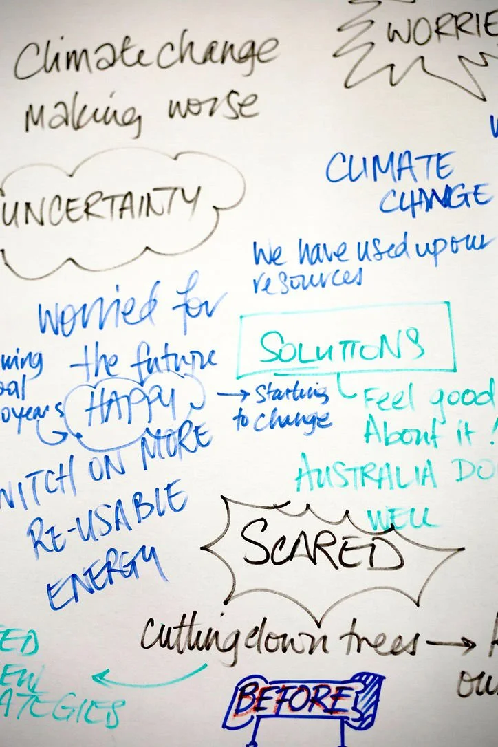 A collection of answer to "how do you feel about the future of our planet?' before the experience