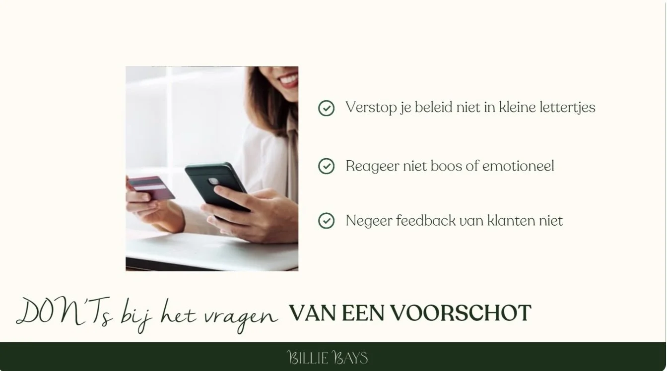 Online advance request for salon