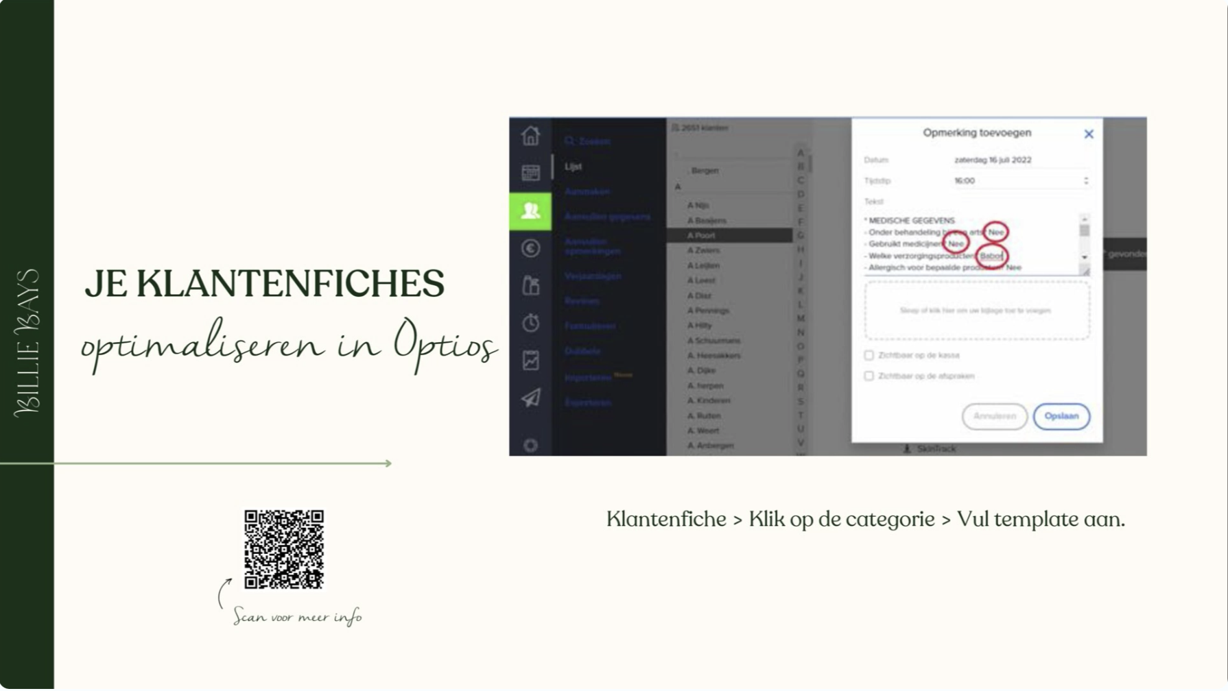 Optios customer sheets