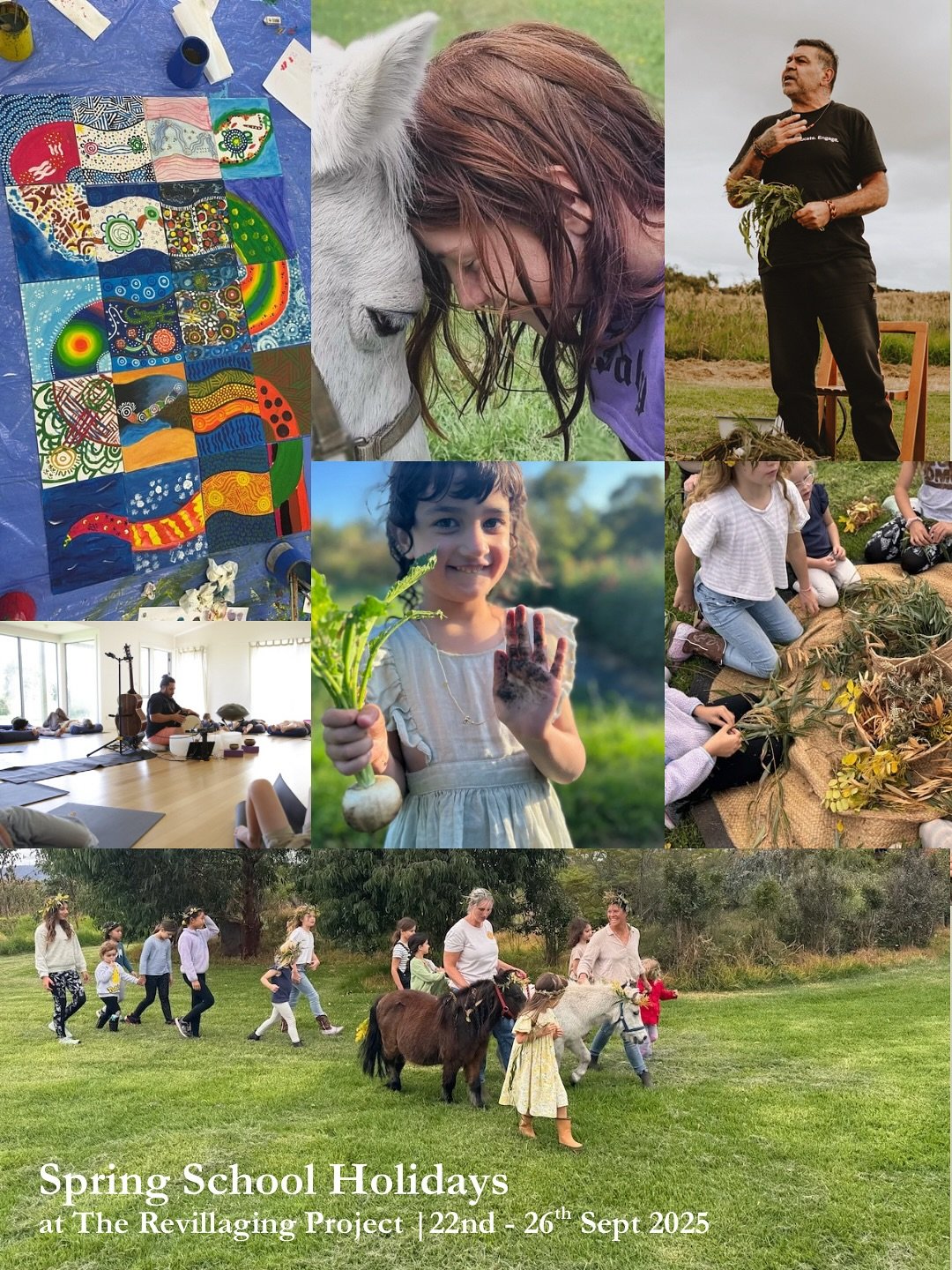 During each of the school holidays, The Revillaging Project offers opportunities for pause, celebration and connection in honour of the magic and beauty of our seasons, in support of connection to self, earth and each other. 

Through gathering toget