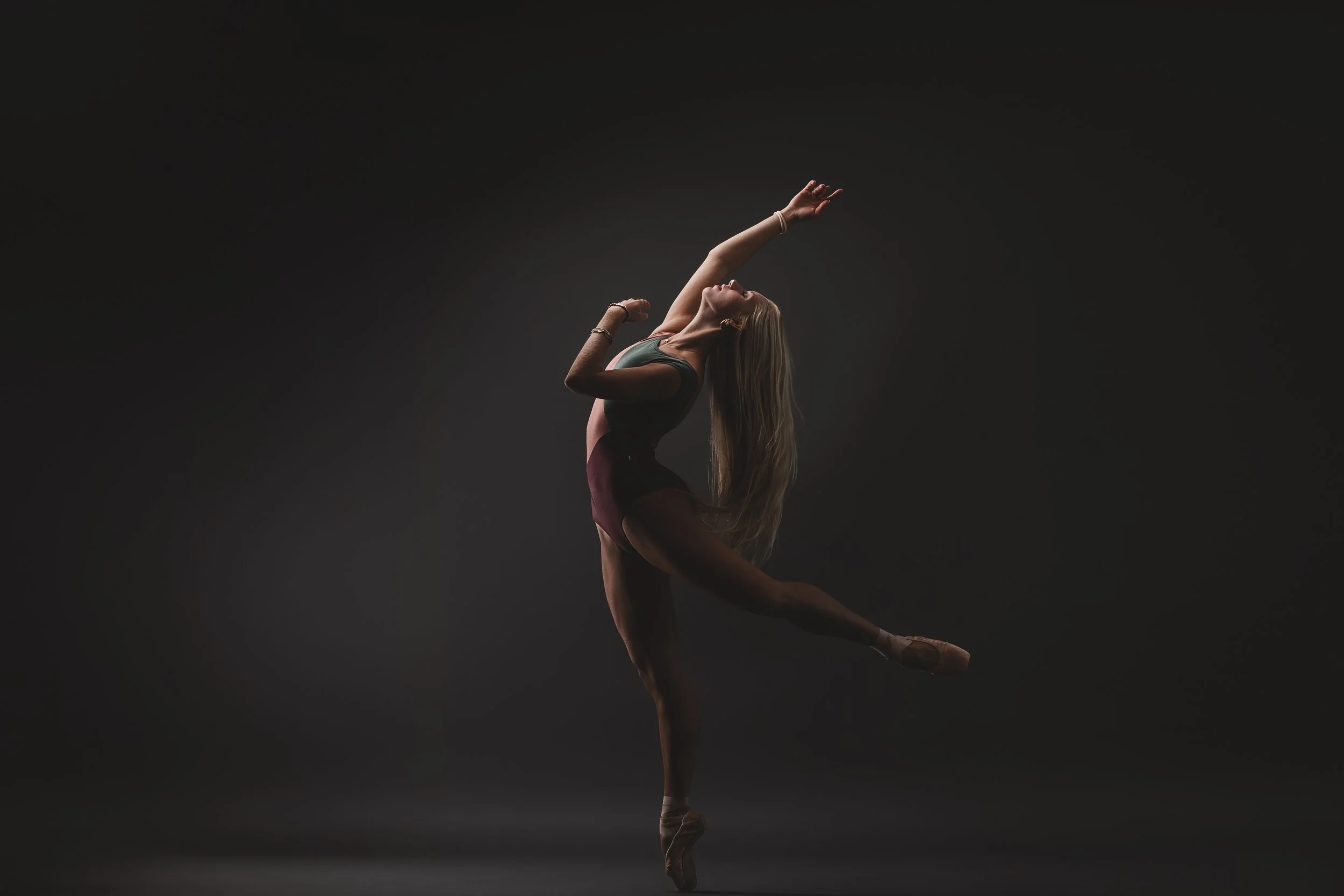 ballet dancer arabesque studio photography session in lancaster pennsylvania