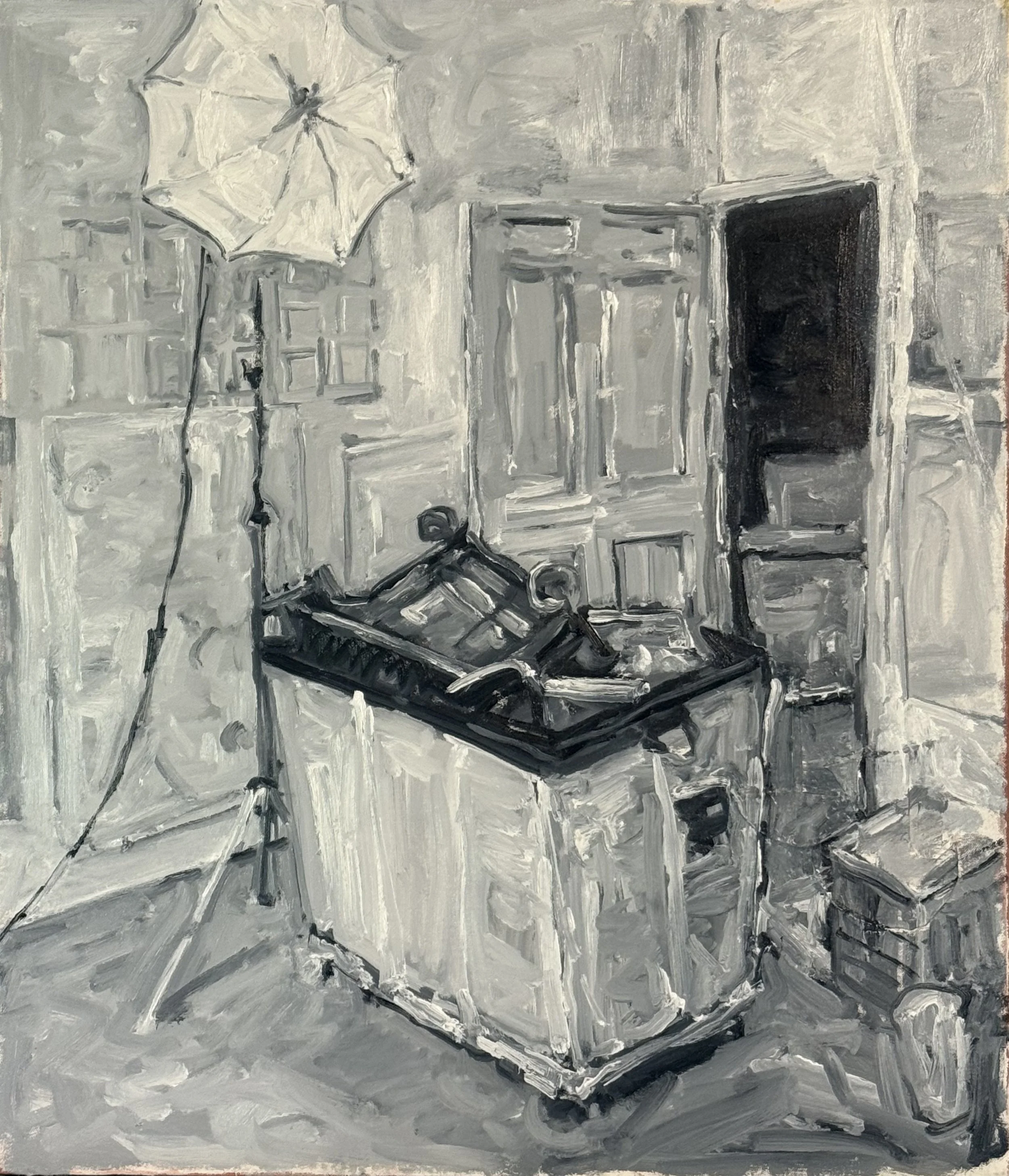 345.July Studio(5), 28"x24", oil on canvas, 2025