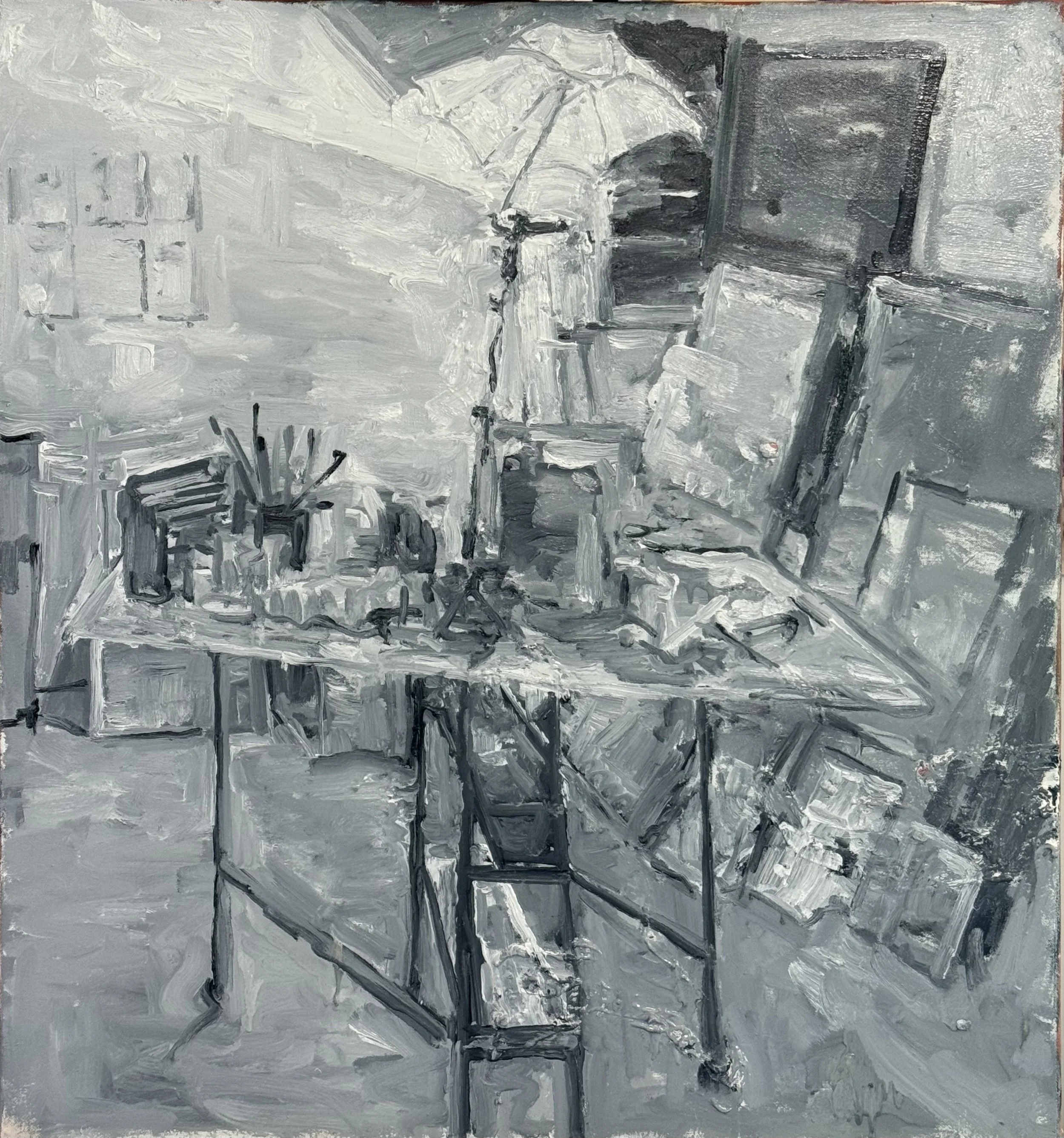 345.July Studio(4), 28"x26", oil on canvas, 2025