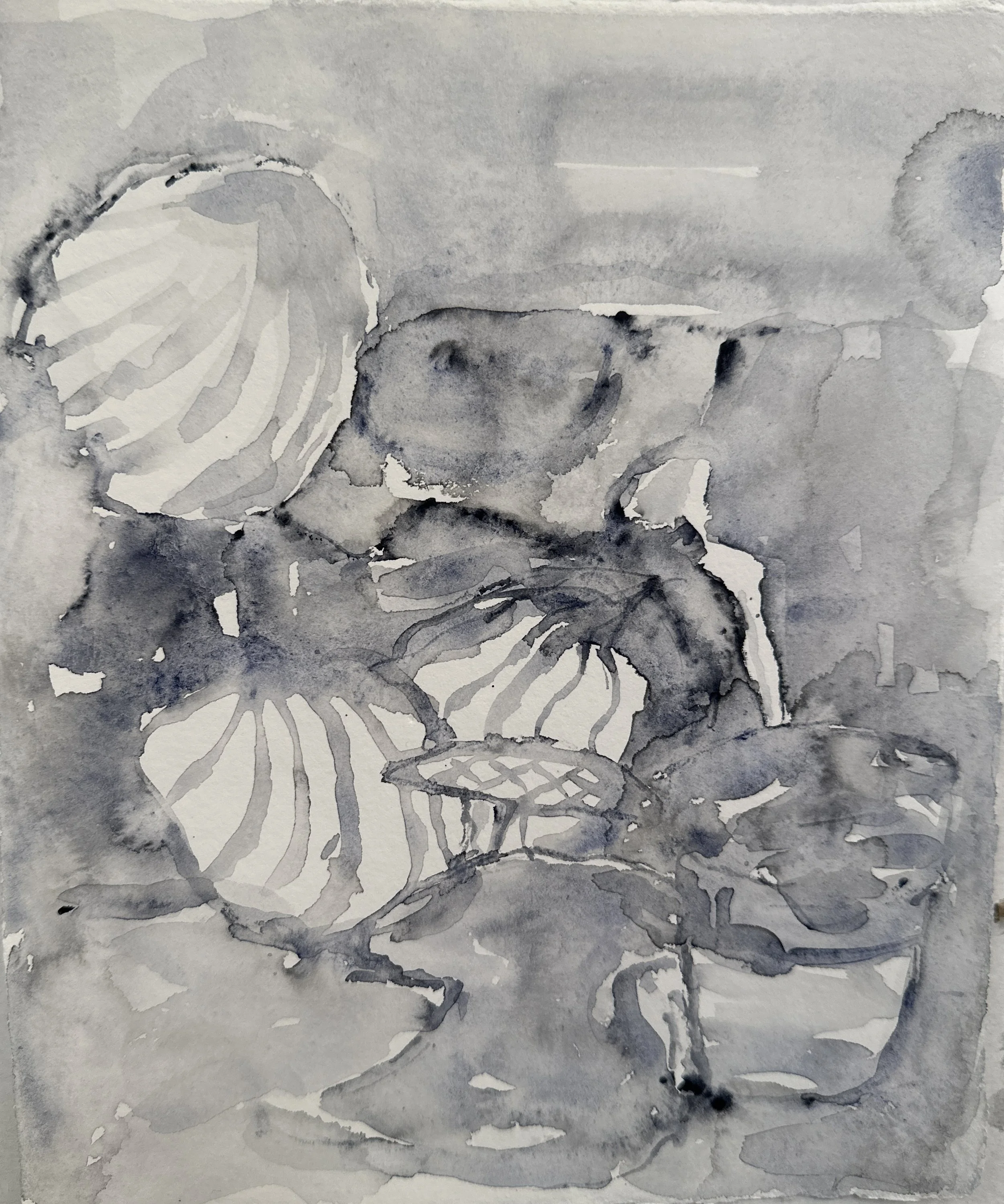 8.22/25, watercolor, reed pen and brush, 10"x8", 2022