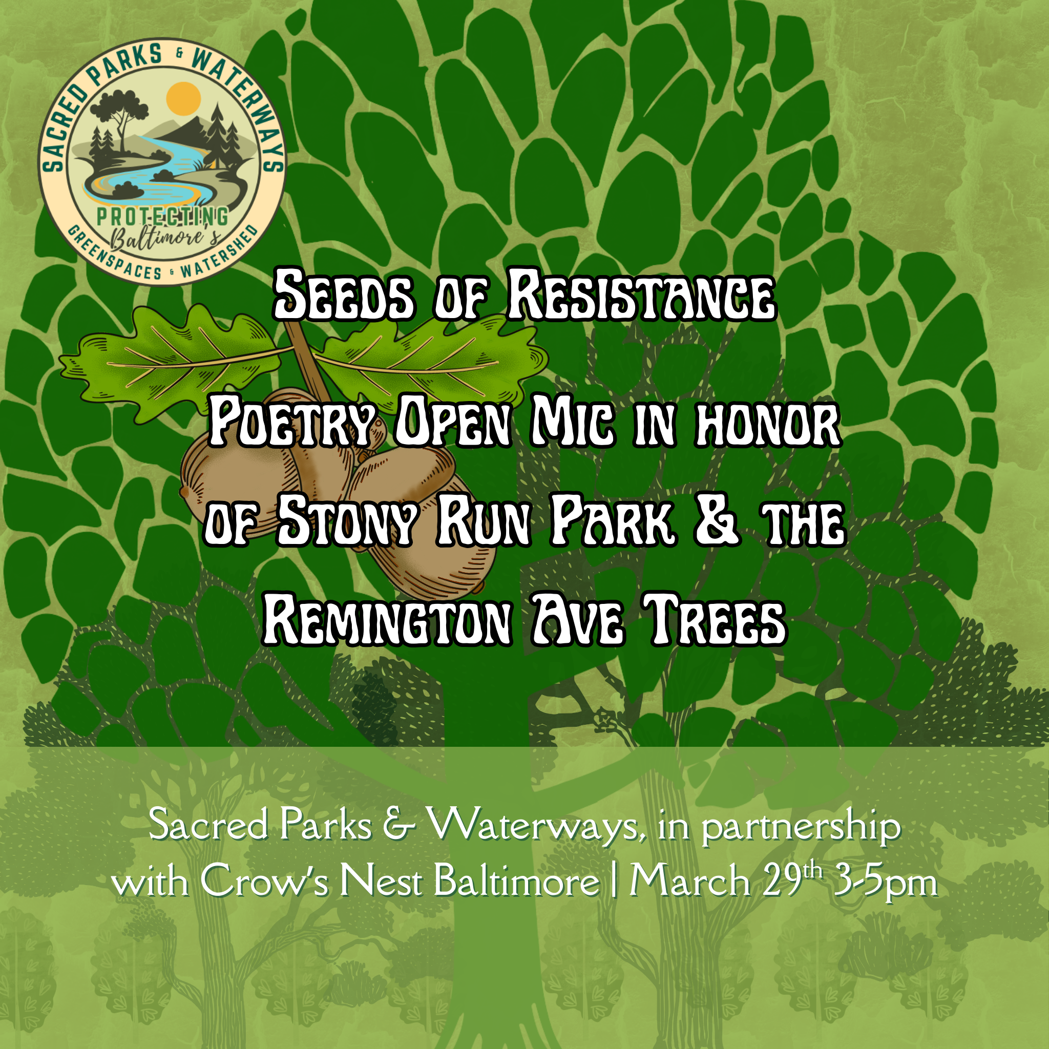 Seeds of Resistance: A Poetry Open Mic for Stony Run and the Remington Ave Trees