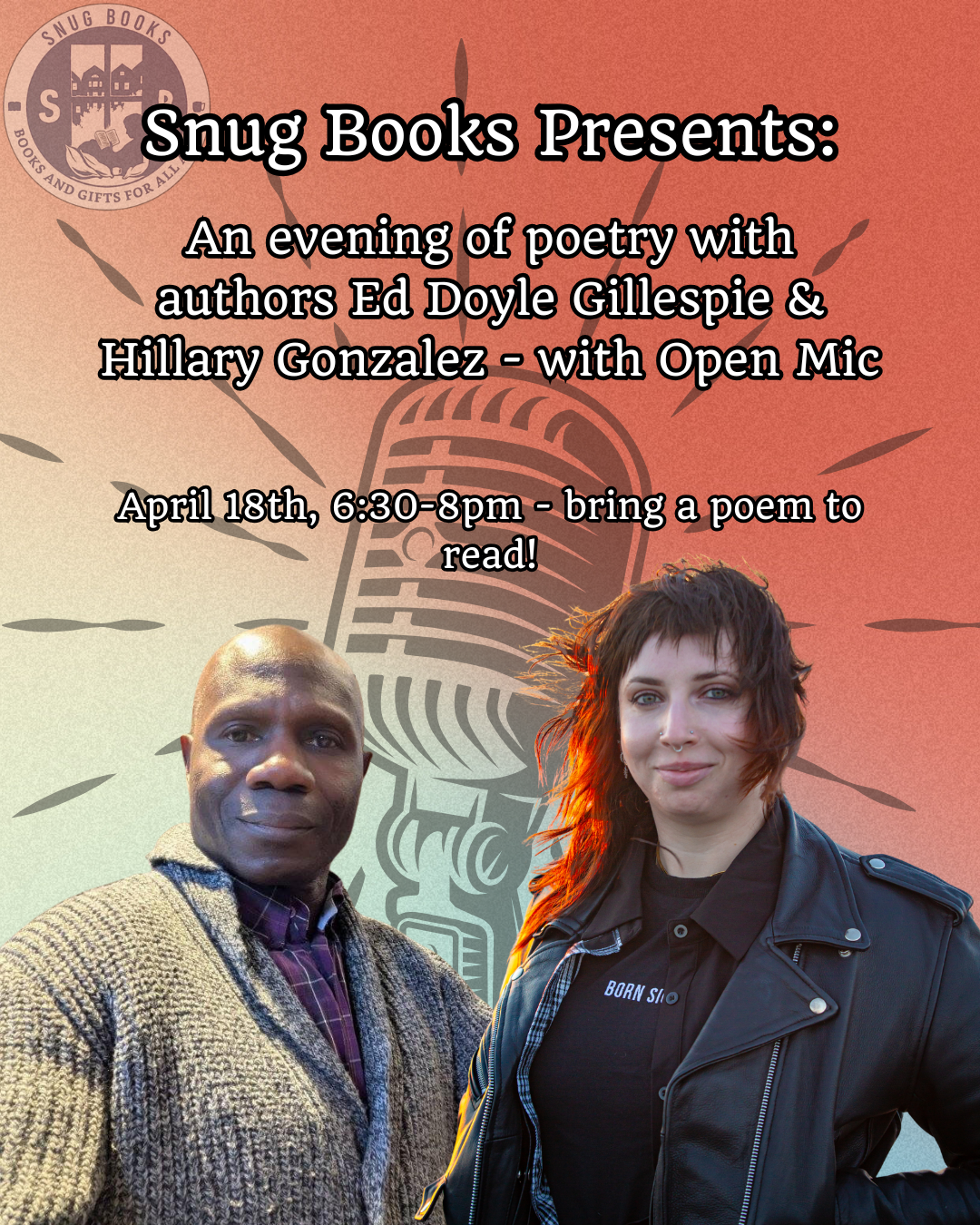 Snug Books Evening of Poetry & Open Mic with Special Guest E. Doyle Gillespie