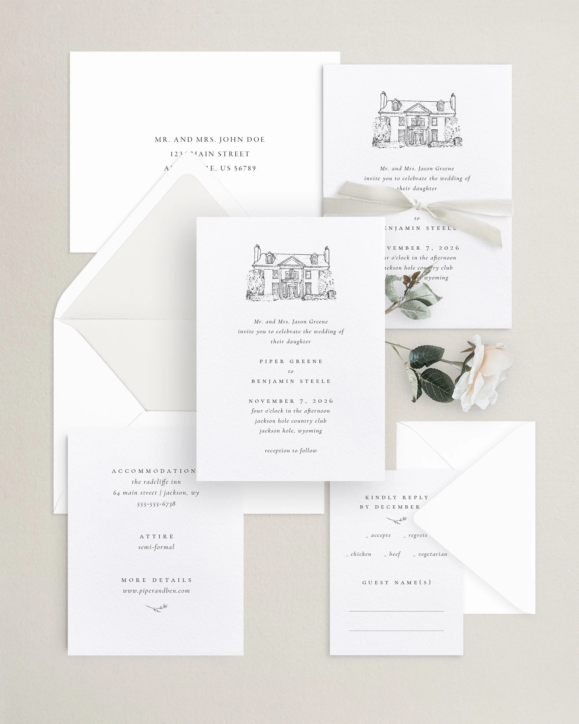 Piper Venue Illustration Letterpress Wedding Invitations Beige.jpg