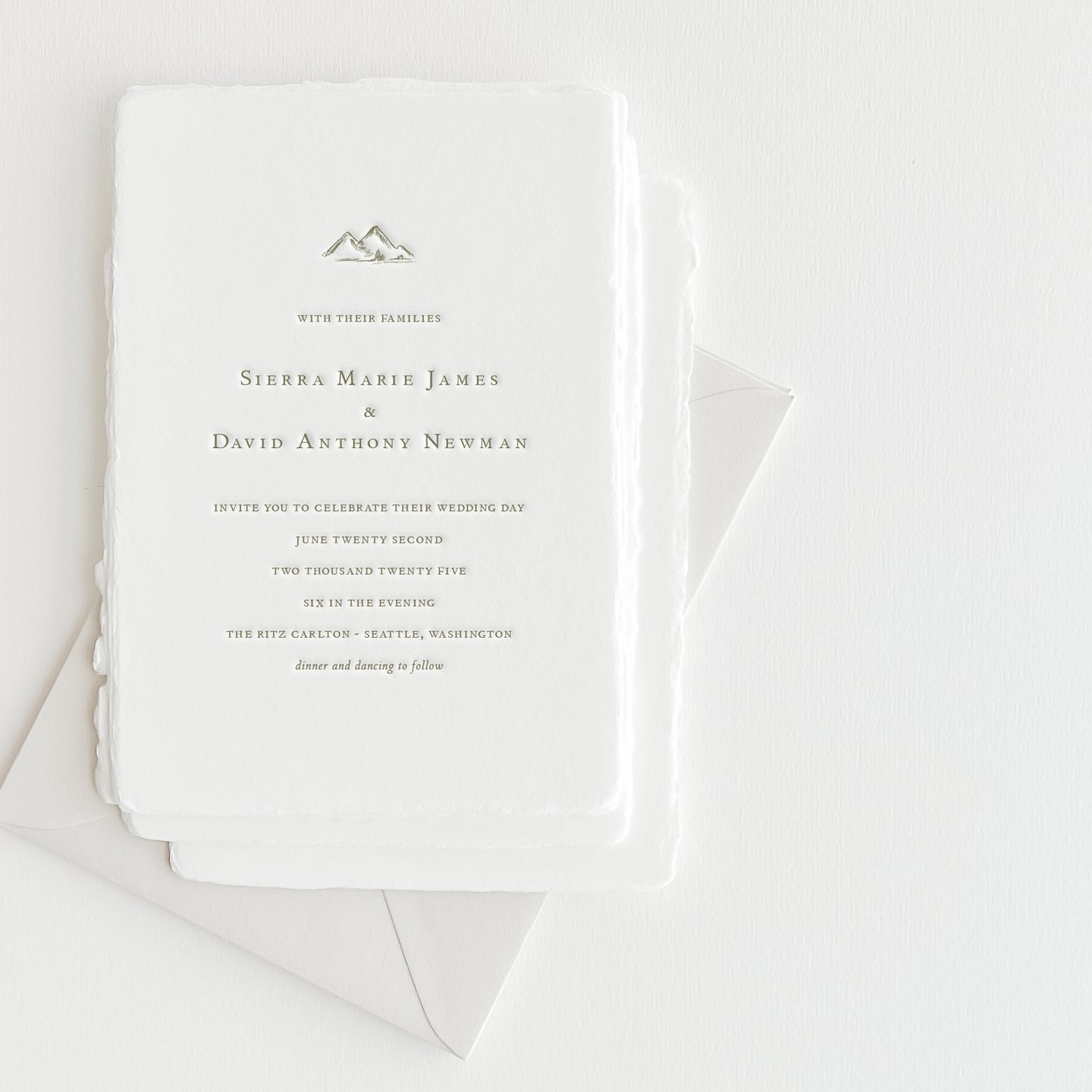 Our Mountains design on vintage white handmade paper ...