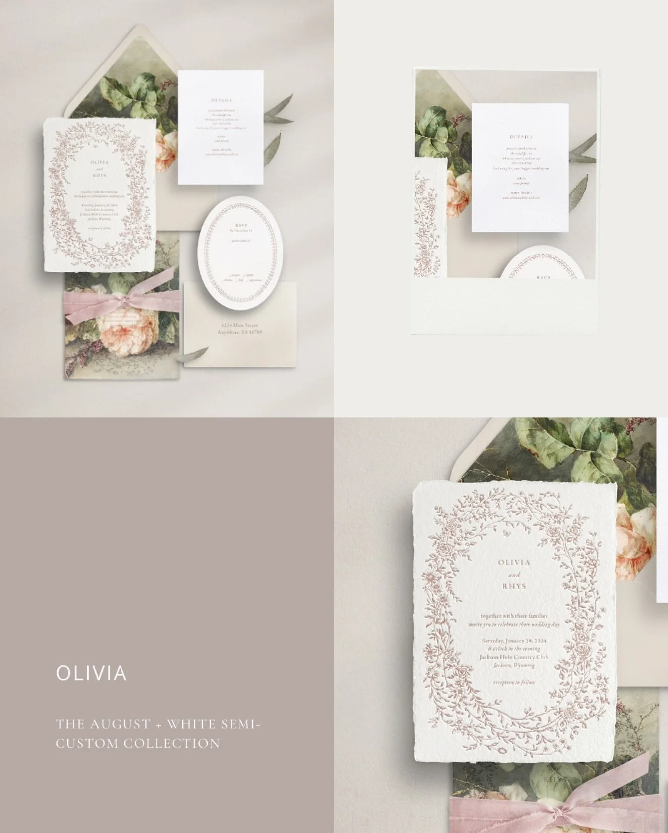 Romantic and timeless ✨ Our Olivia design is a floral wedding invitation that pairs beautifully with cotton or handmade paper, creating a stunning first impression for your special day. 

#weddinginvitationsuite #floralweddinginvitations