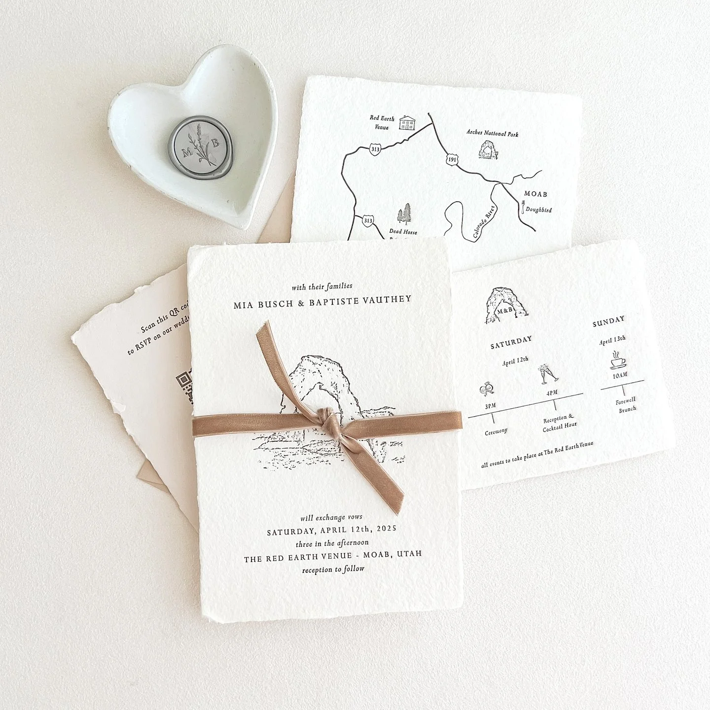 Beautiful custom wedding invitations we did last year, in multiple languages and a custom illustration and map.