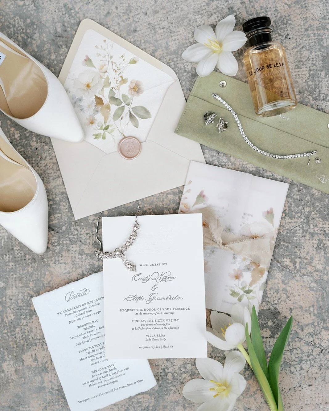 I loved creating this suite for such an amazing couple. They were married in one of my favorite places on earth, so we brought together feminine and masculine details throughout the invitation suite to create something that felt beautifully balanced 