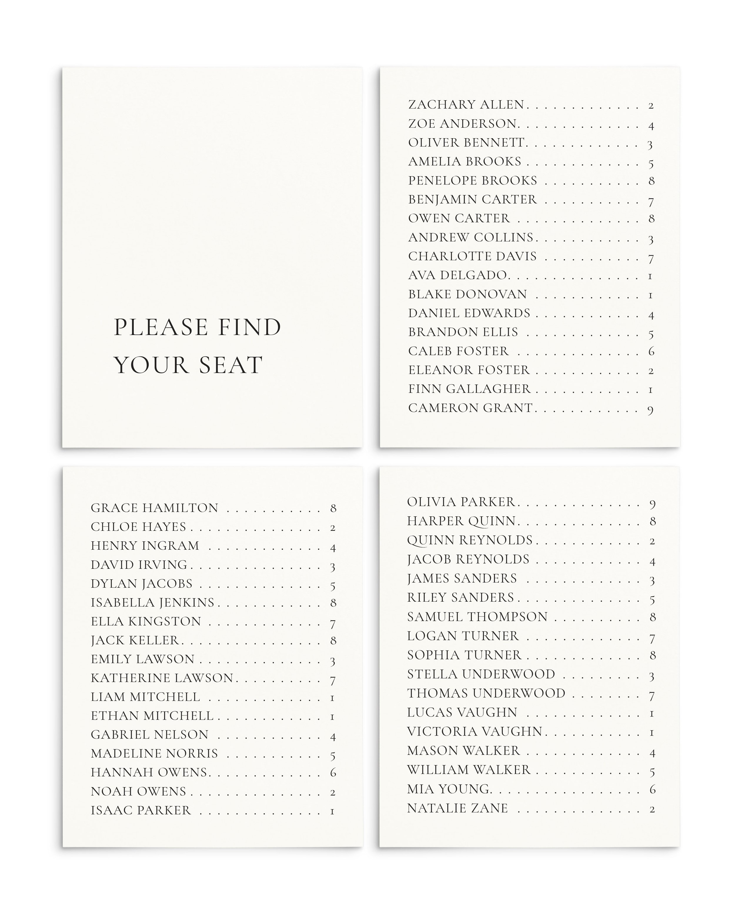 Taylor Escort Seating Cards