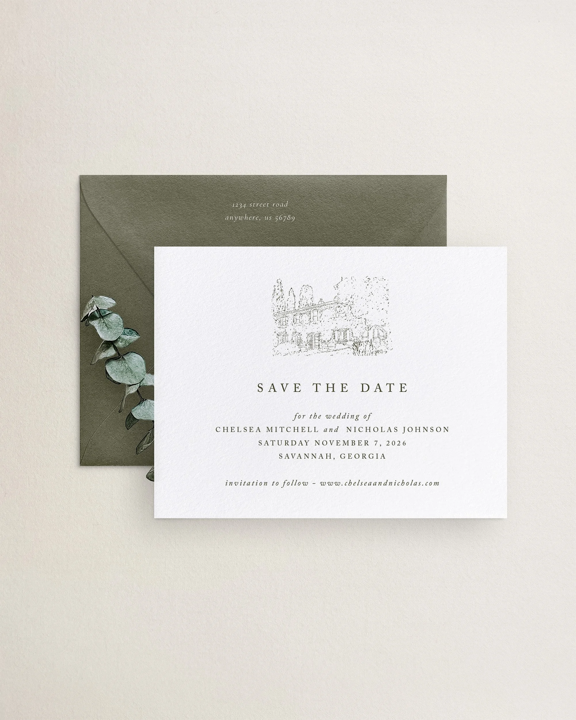 Chelsea Custom Venue Illustration Save the Dates