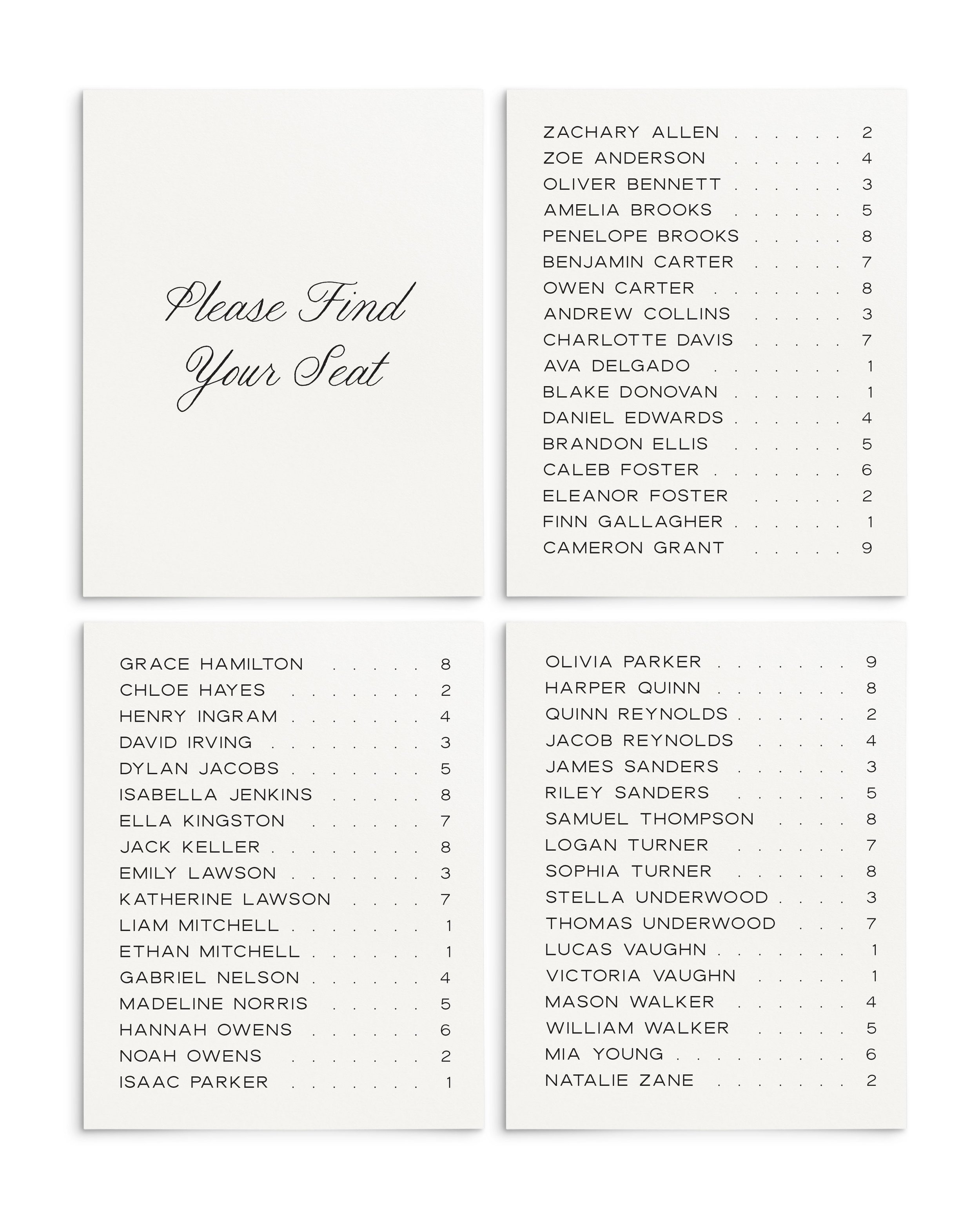 Grace Escort Seating Cards