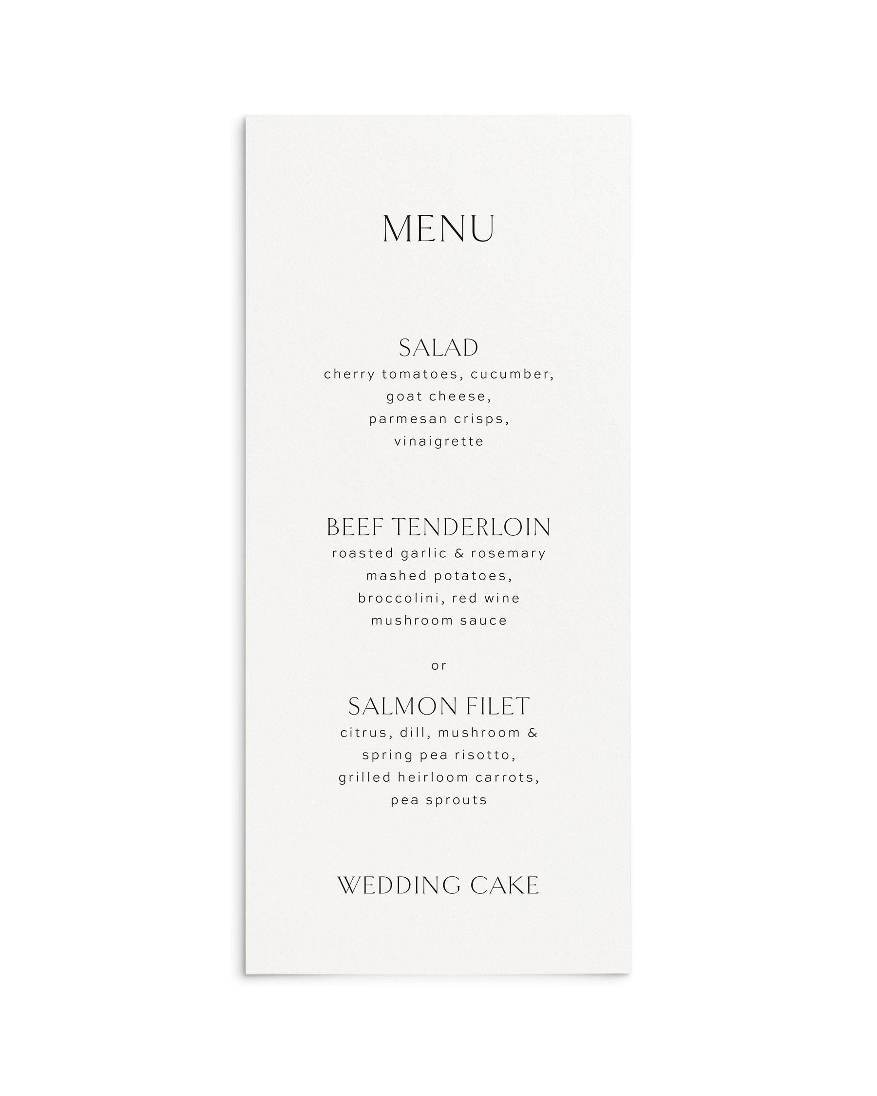 Charlotte Wedding Menus