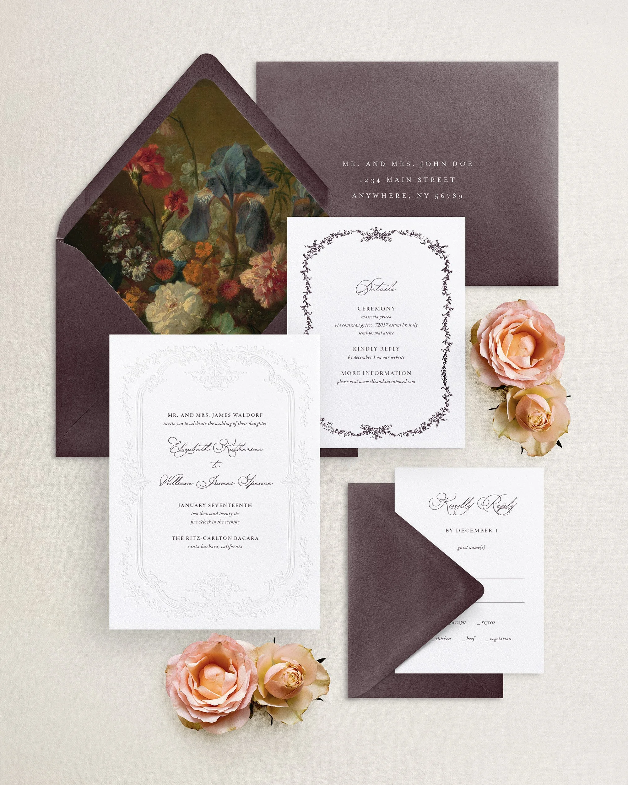 Elizabeth Foil or Letterpress Wedding Invitations