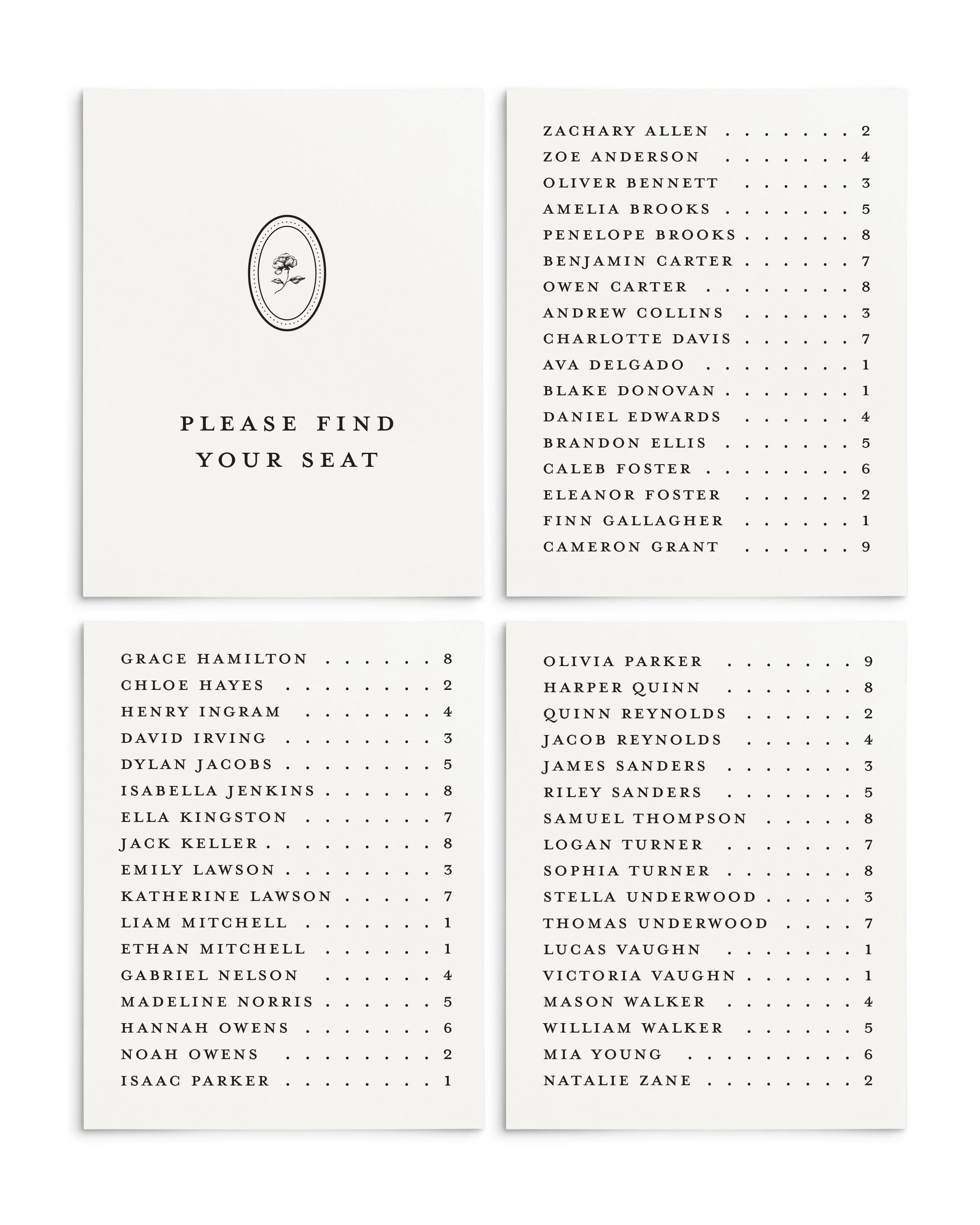 Emma Escort Seating Cards