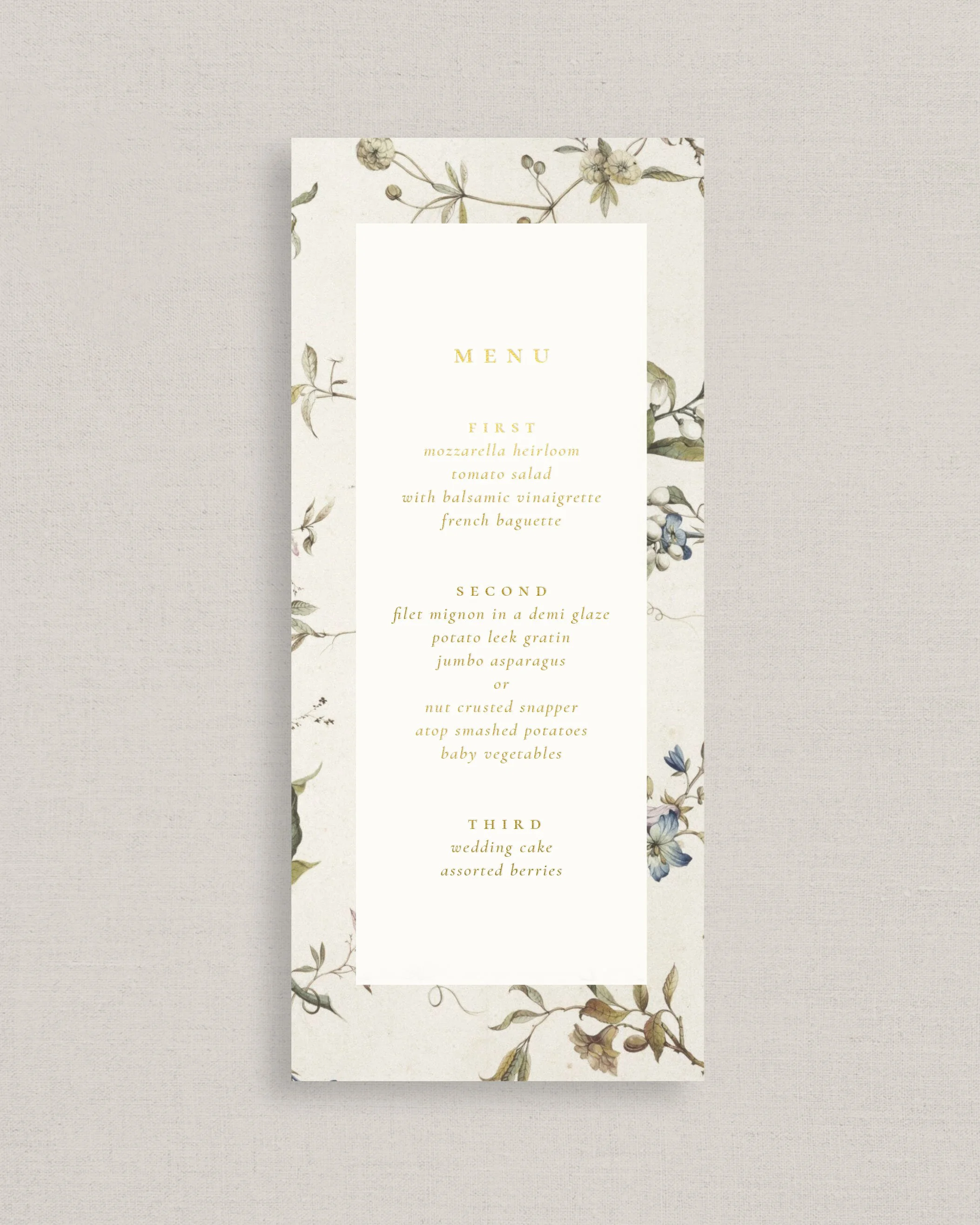 Foil Letterpress Menus - Le Floraison