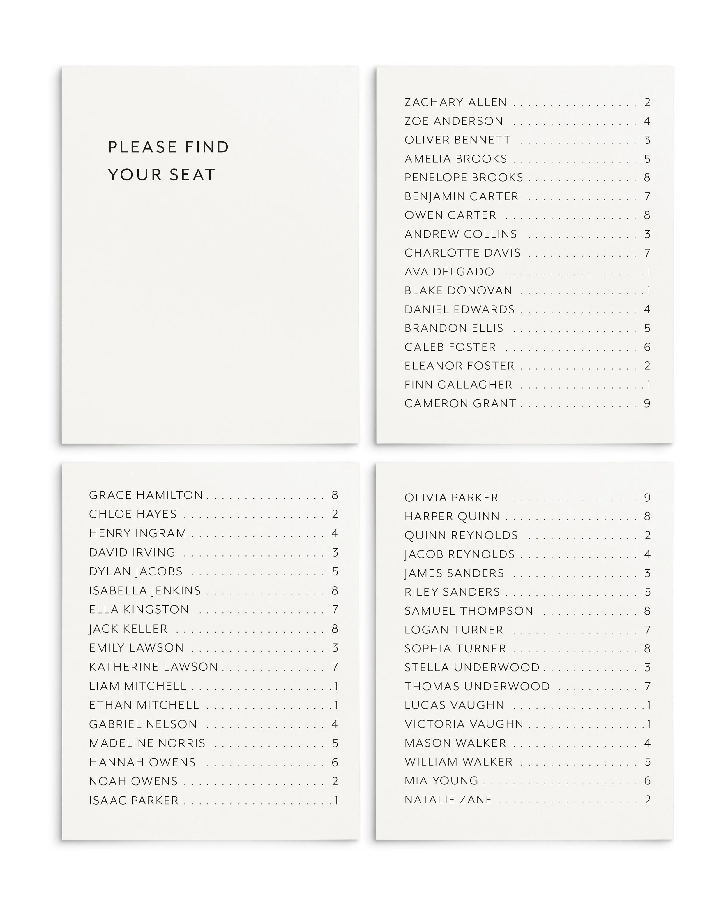 Madelyn Escort Seating Cards