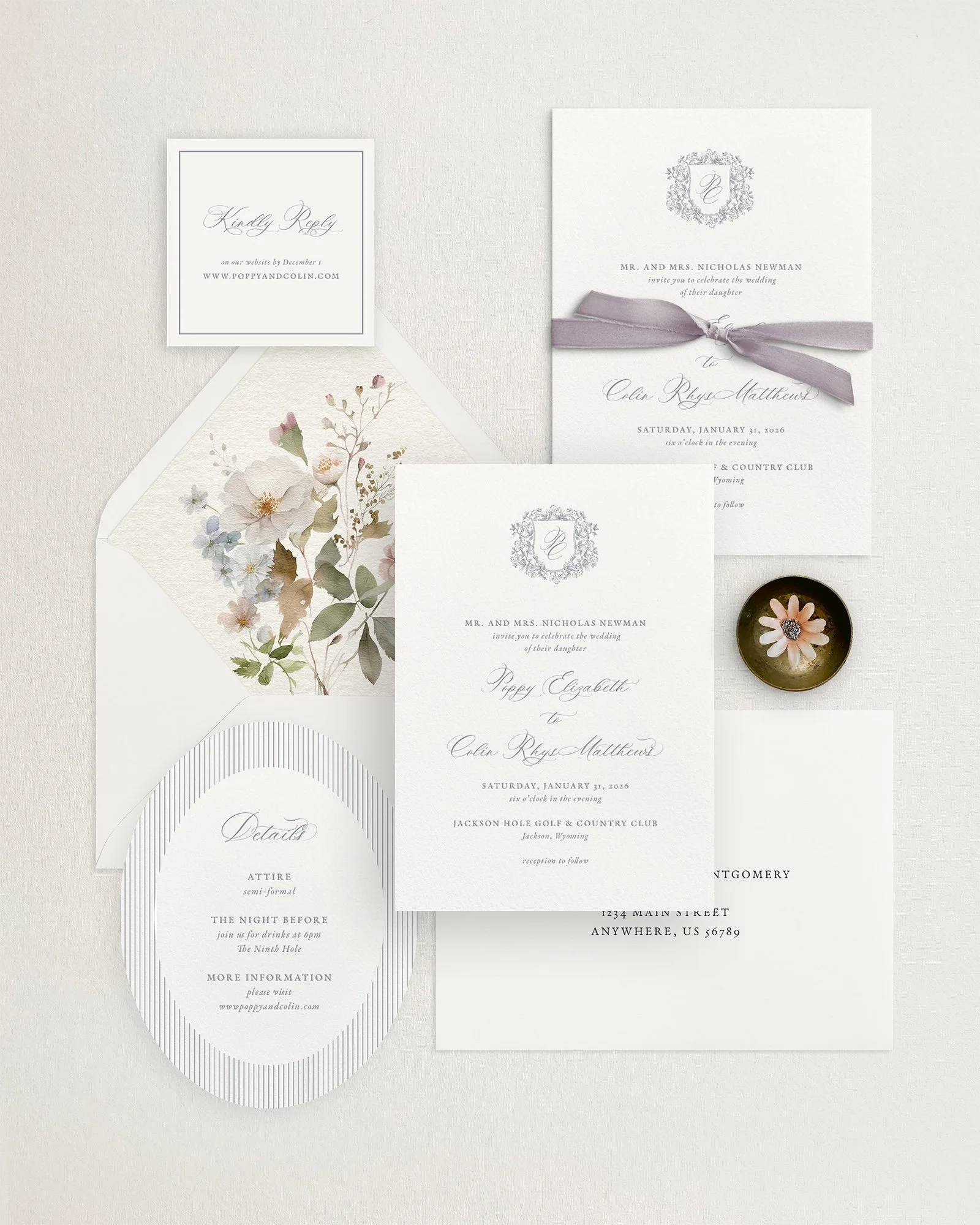 Poppy Lavender Monogram Wedding Invitations.jpg