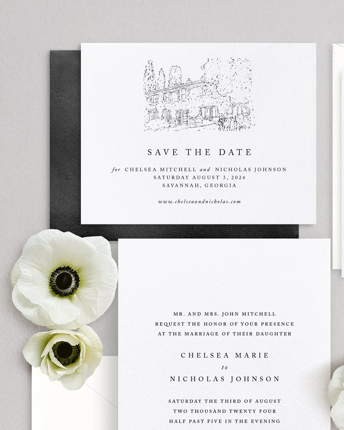 Chelsea Classic Traditional Wedding Save the Dates.jpg